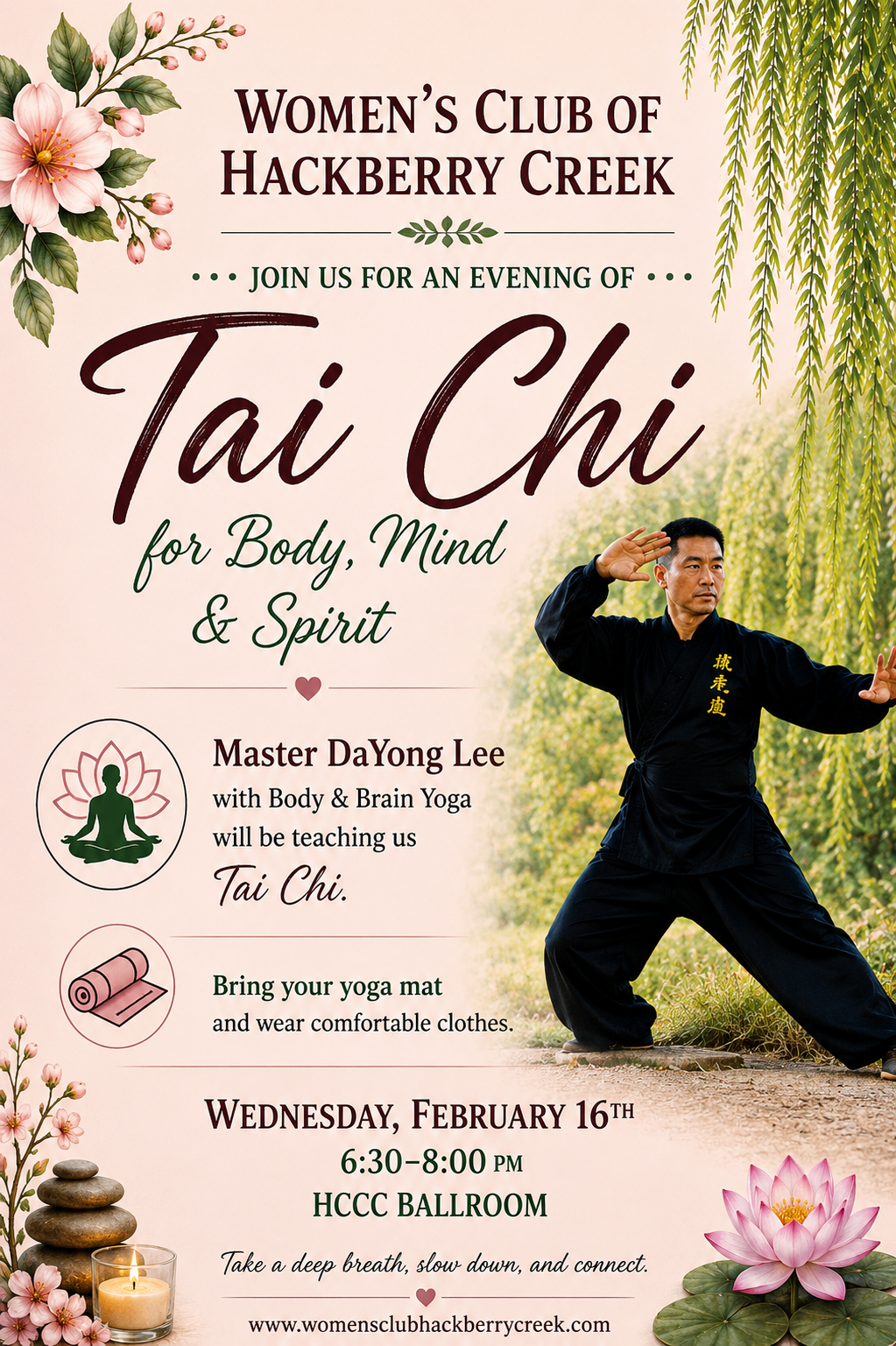 tai chi instructor flyer for February