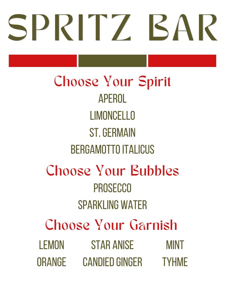 spritz bar menu