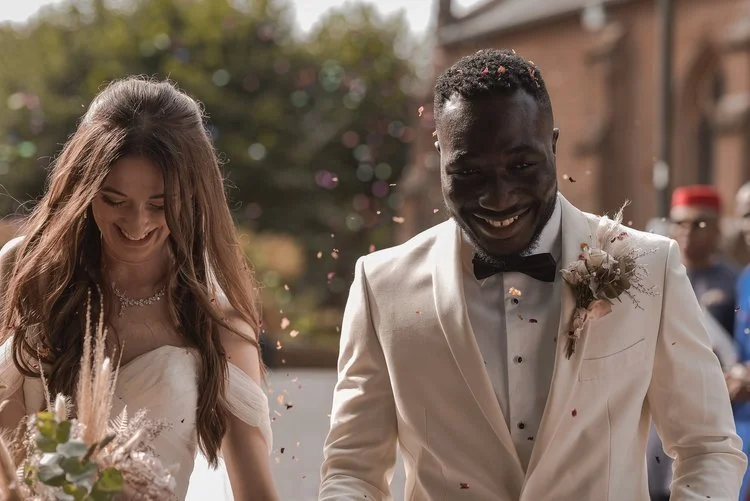 Couple portrait in the grounds of a West Sussex wedding venue
