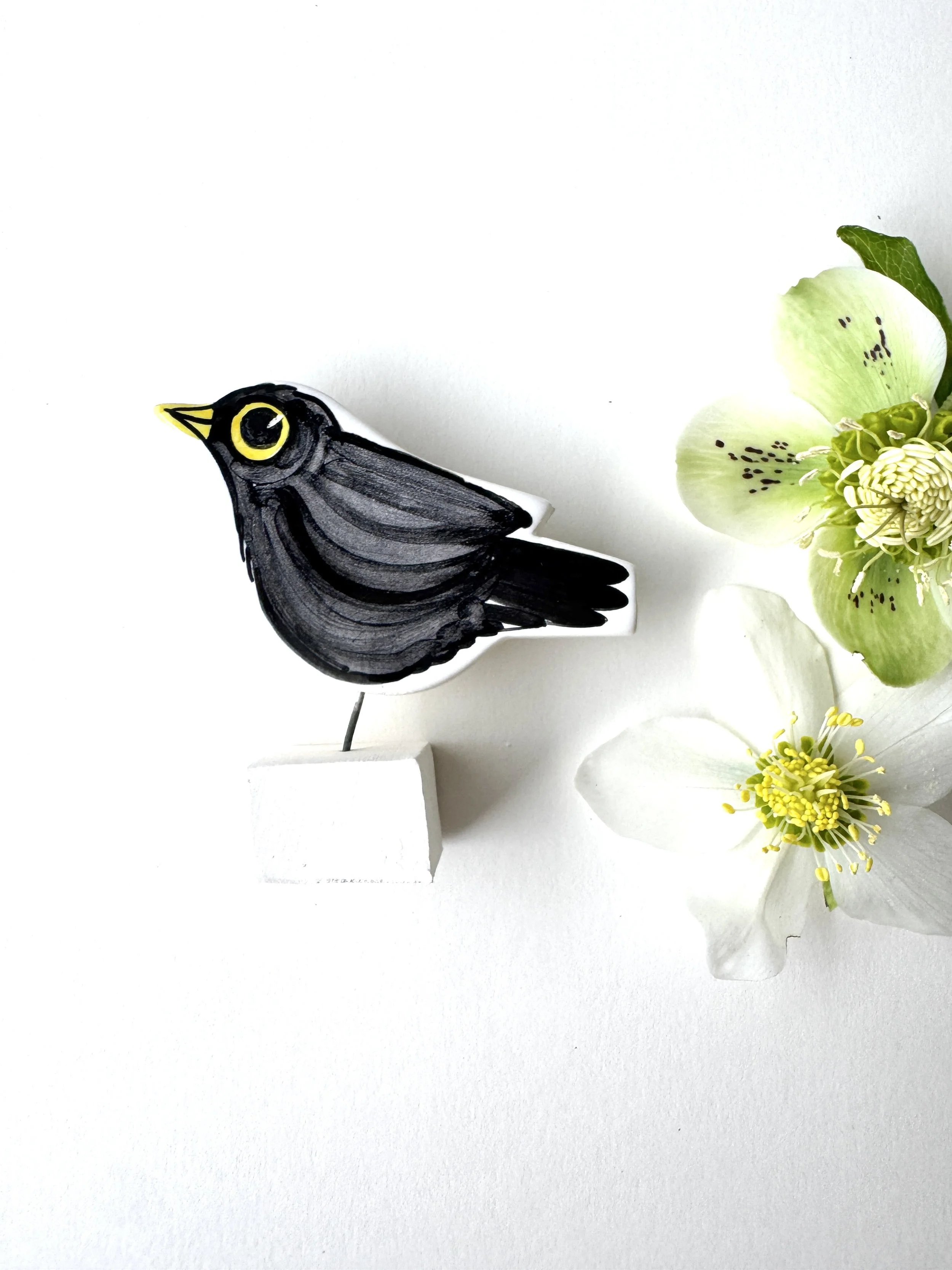 Blackbird pottery ornament