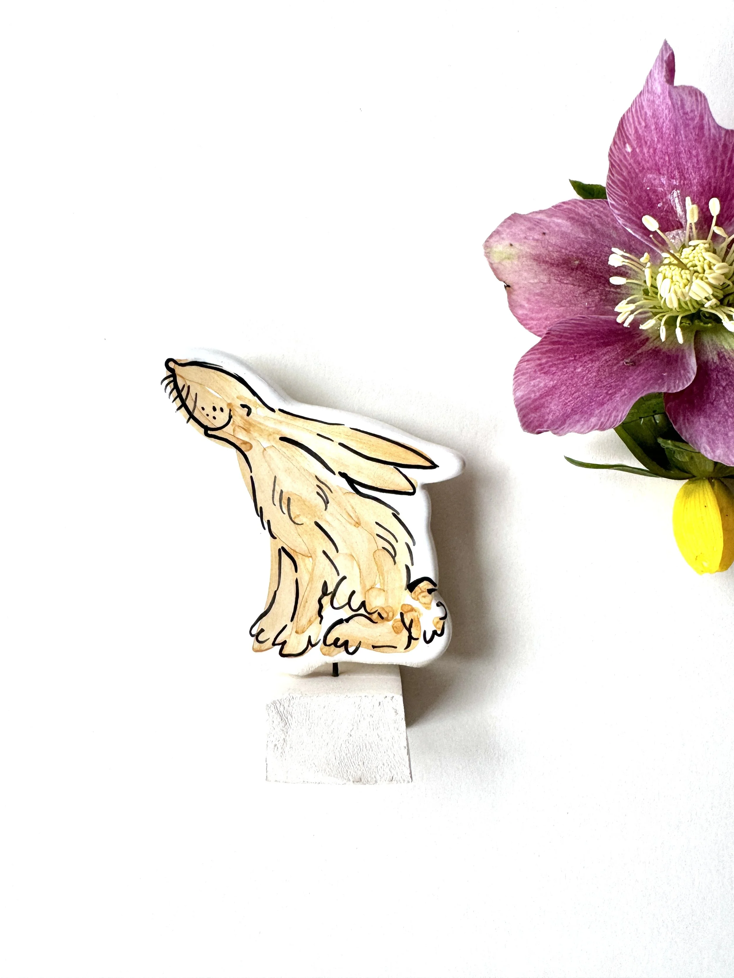 Hare pottery moon gazing ornament