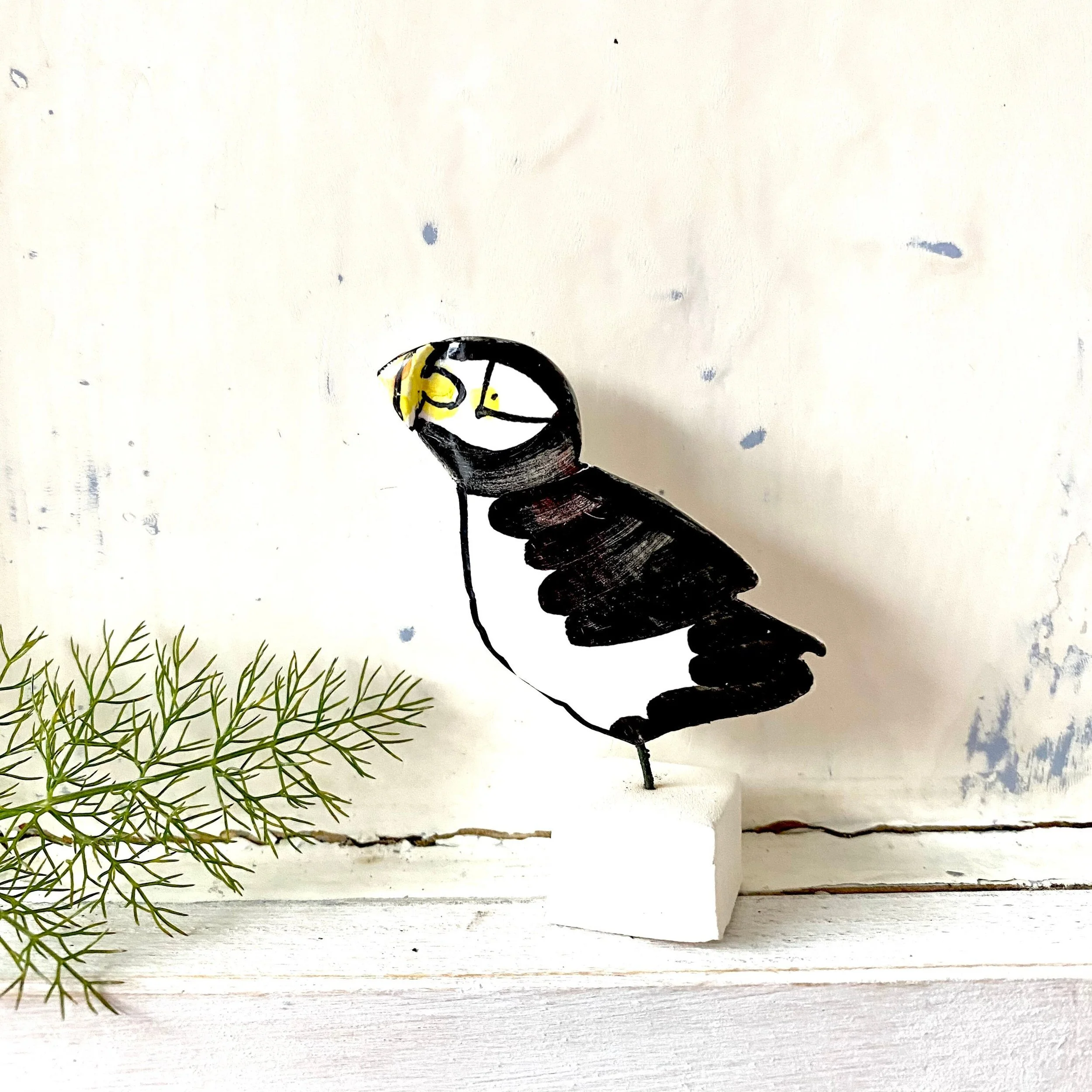Puffin pottery ornament
