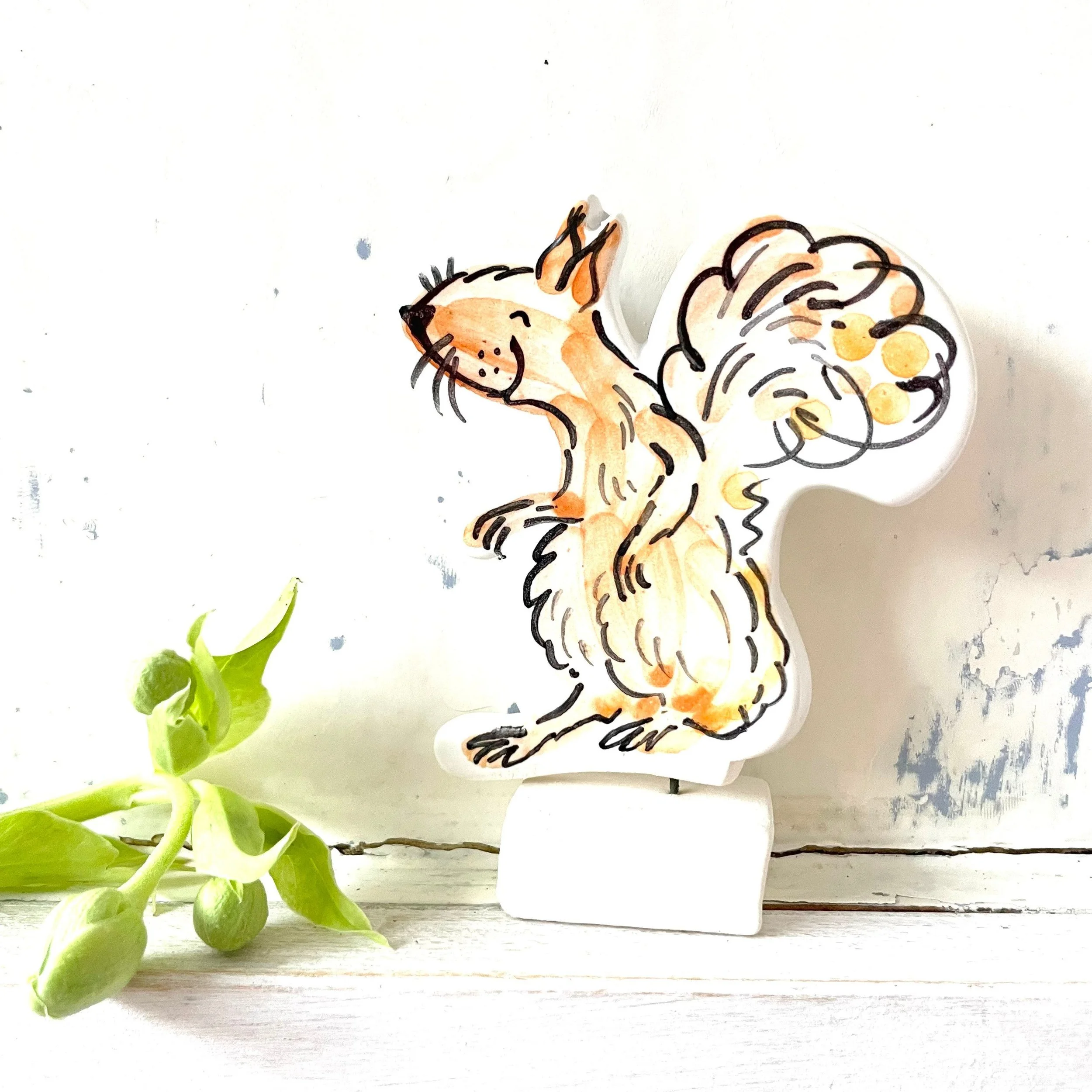 Red Squirrel pottery ornament