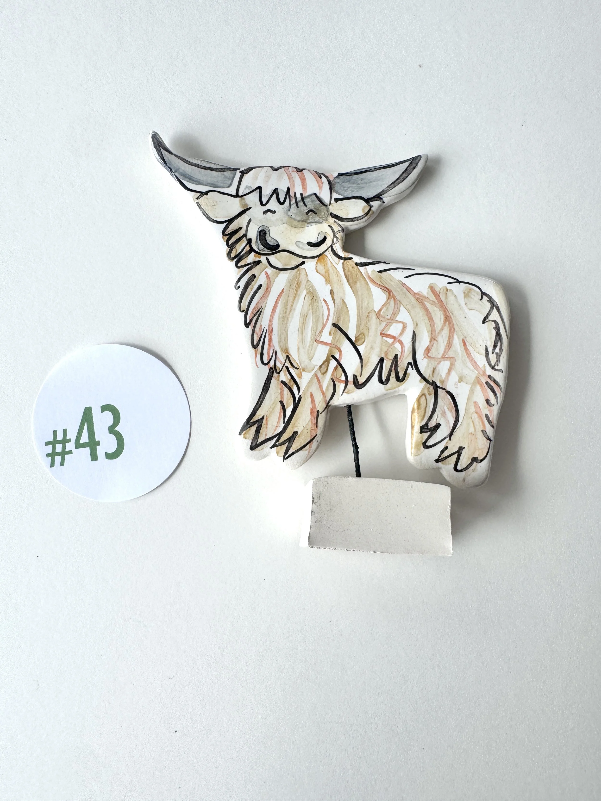 Highland Cow pottery ornament #43