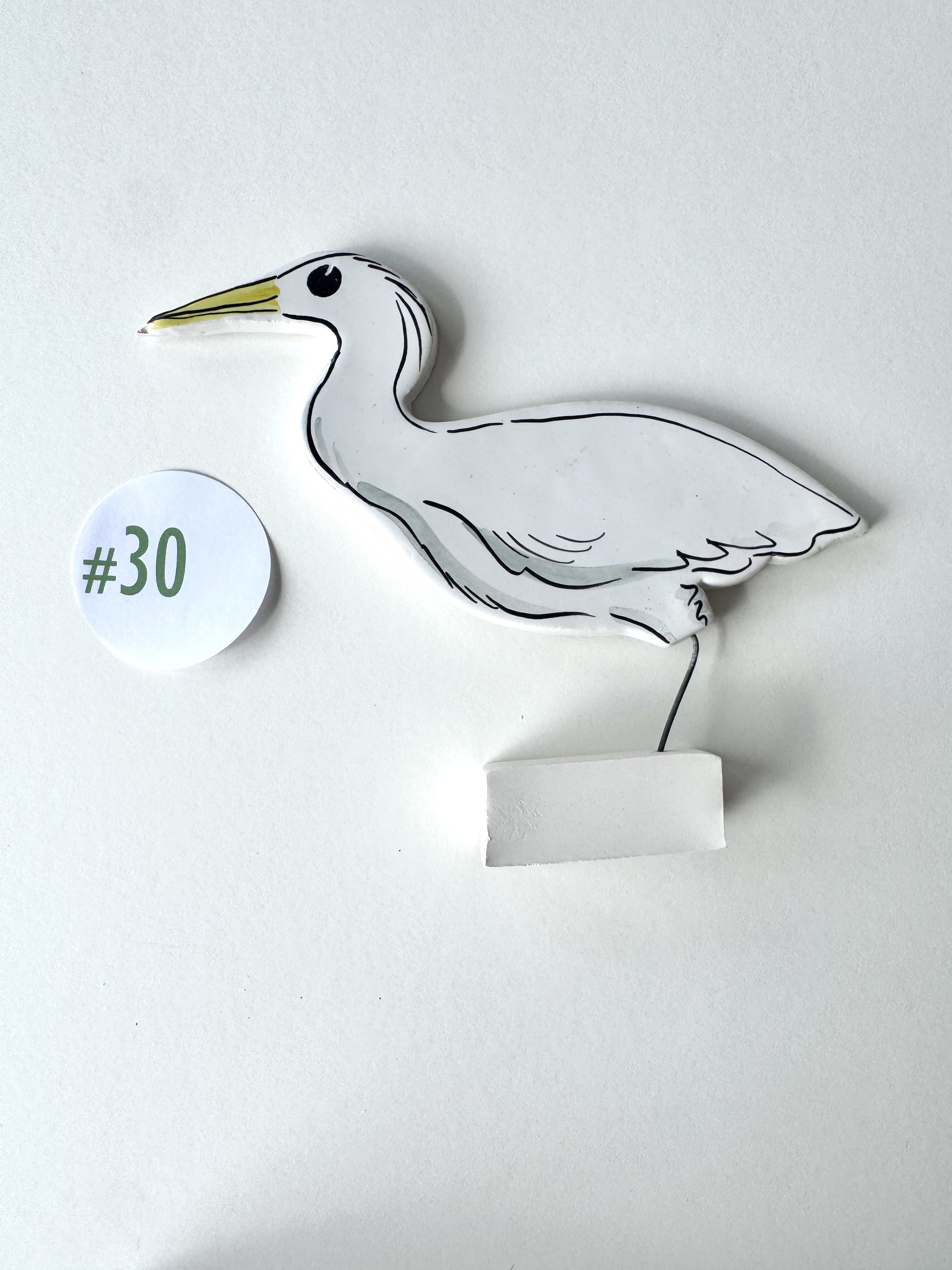 Egret pottery ornament #30