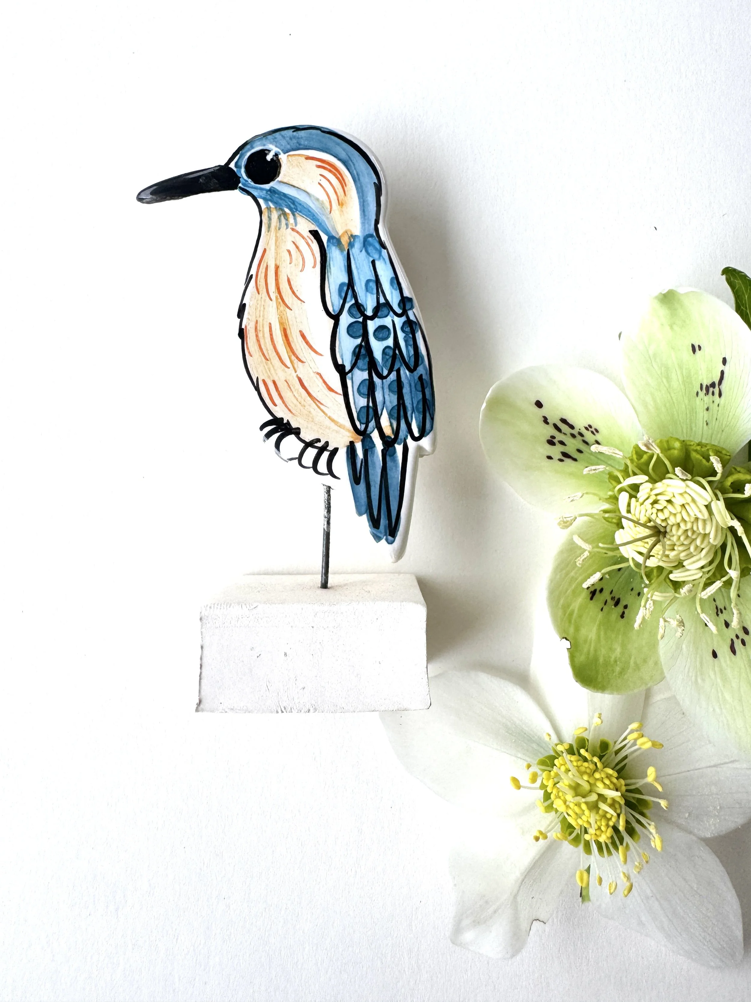 Kingfisher pottery ornament