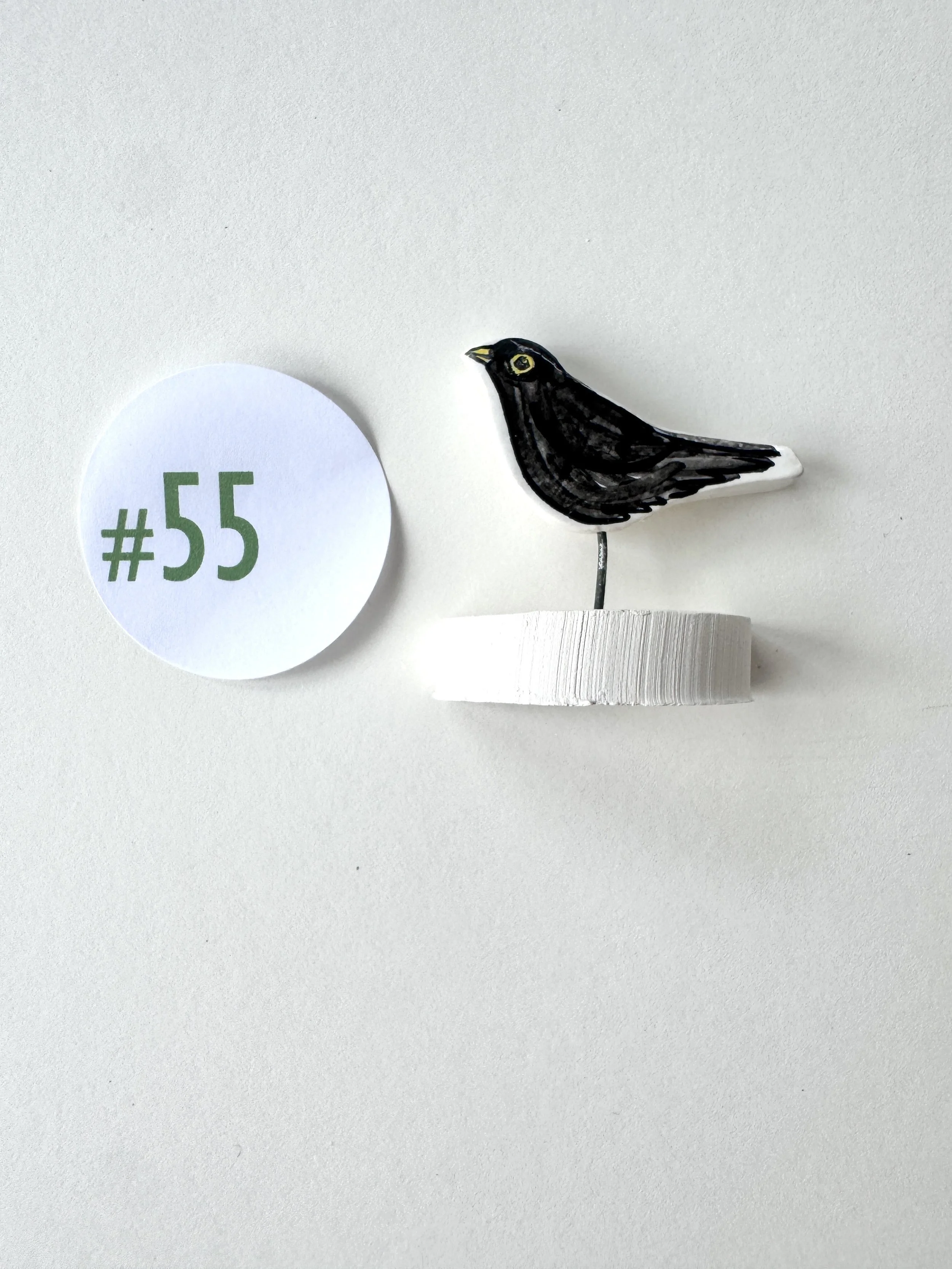 Tiny Blackbird pottery ornament #55