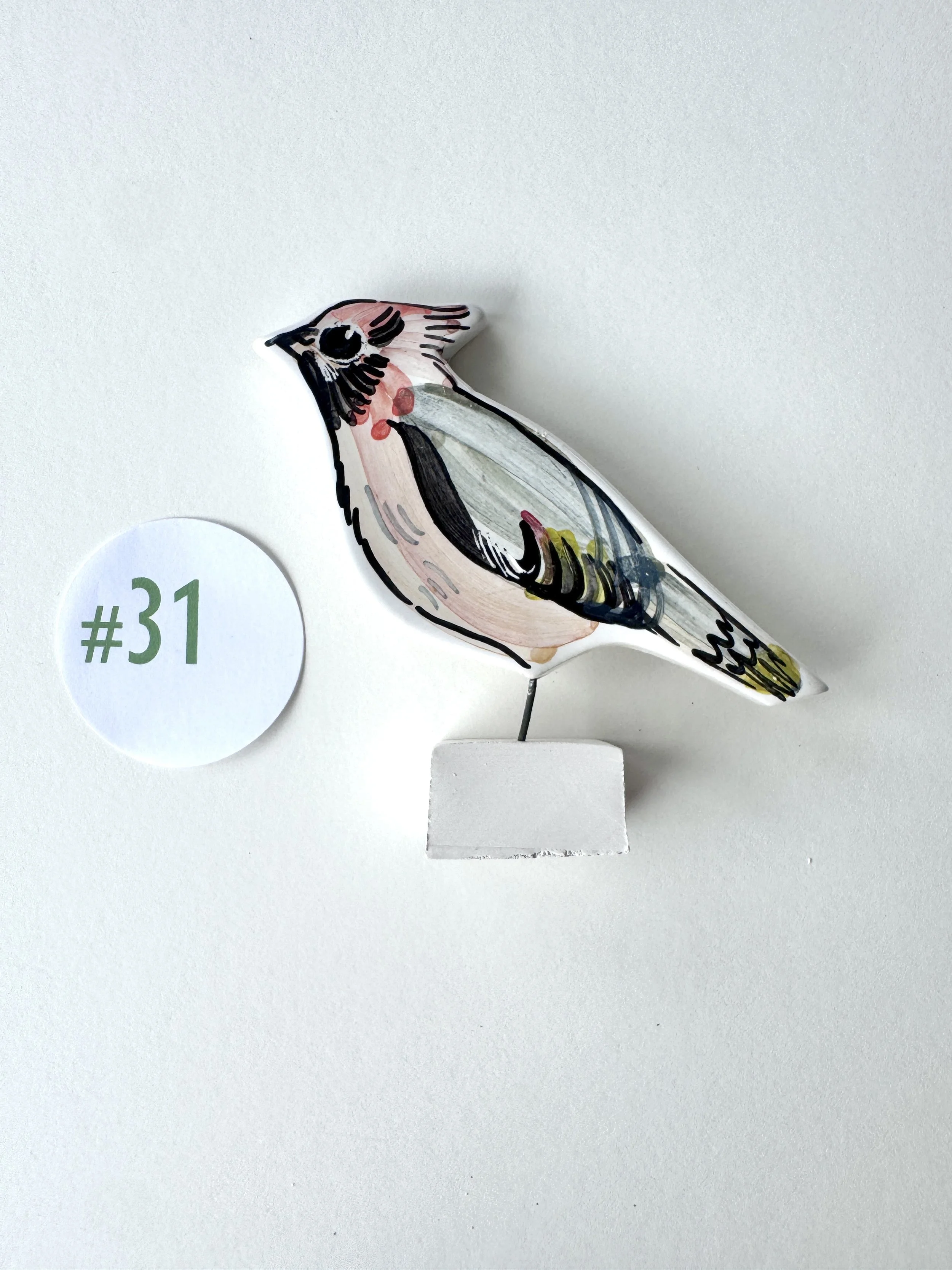 Waxwing pottery ornament #31