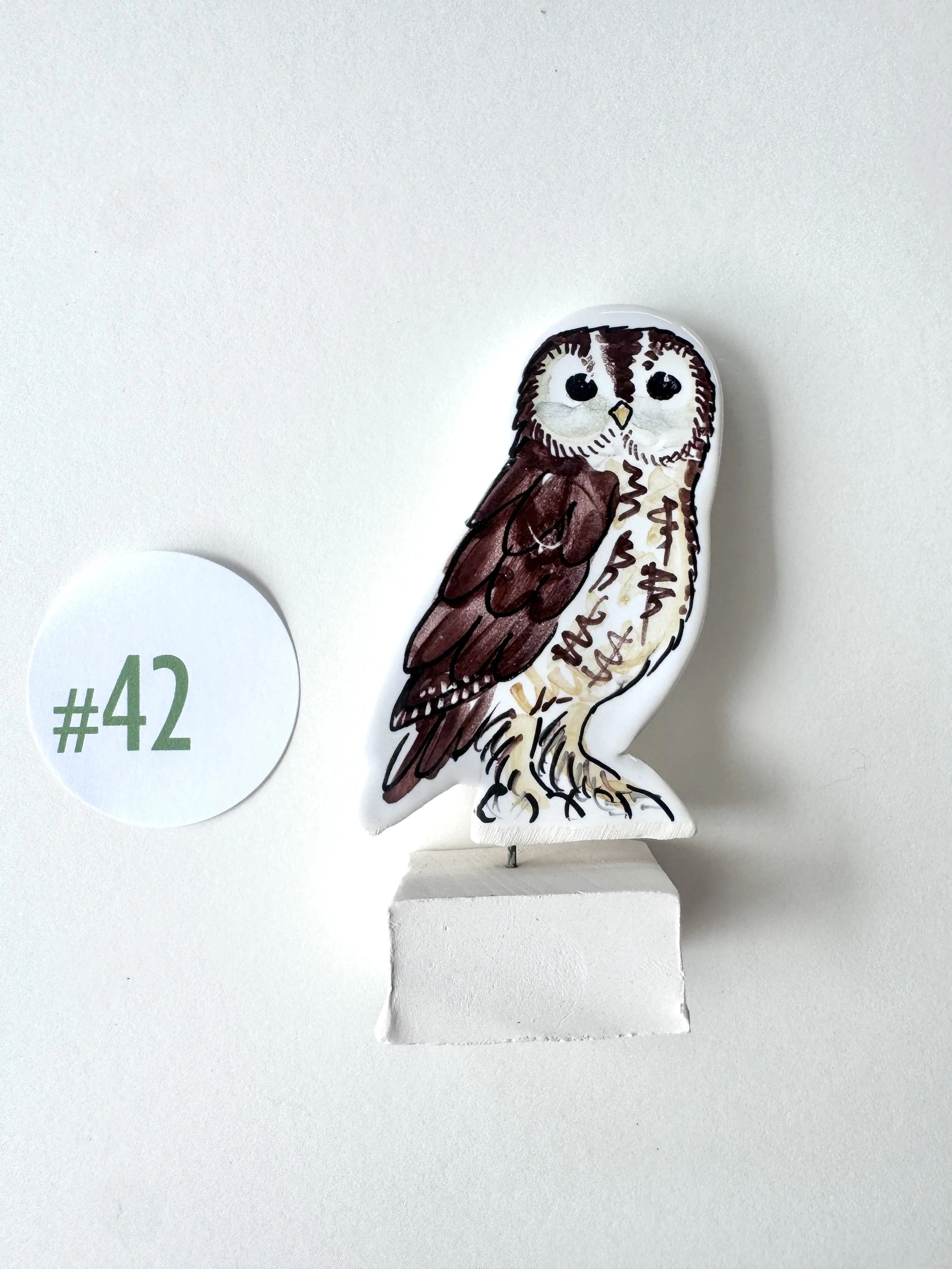 Tawny Owl pottery ornament #42