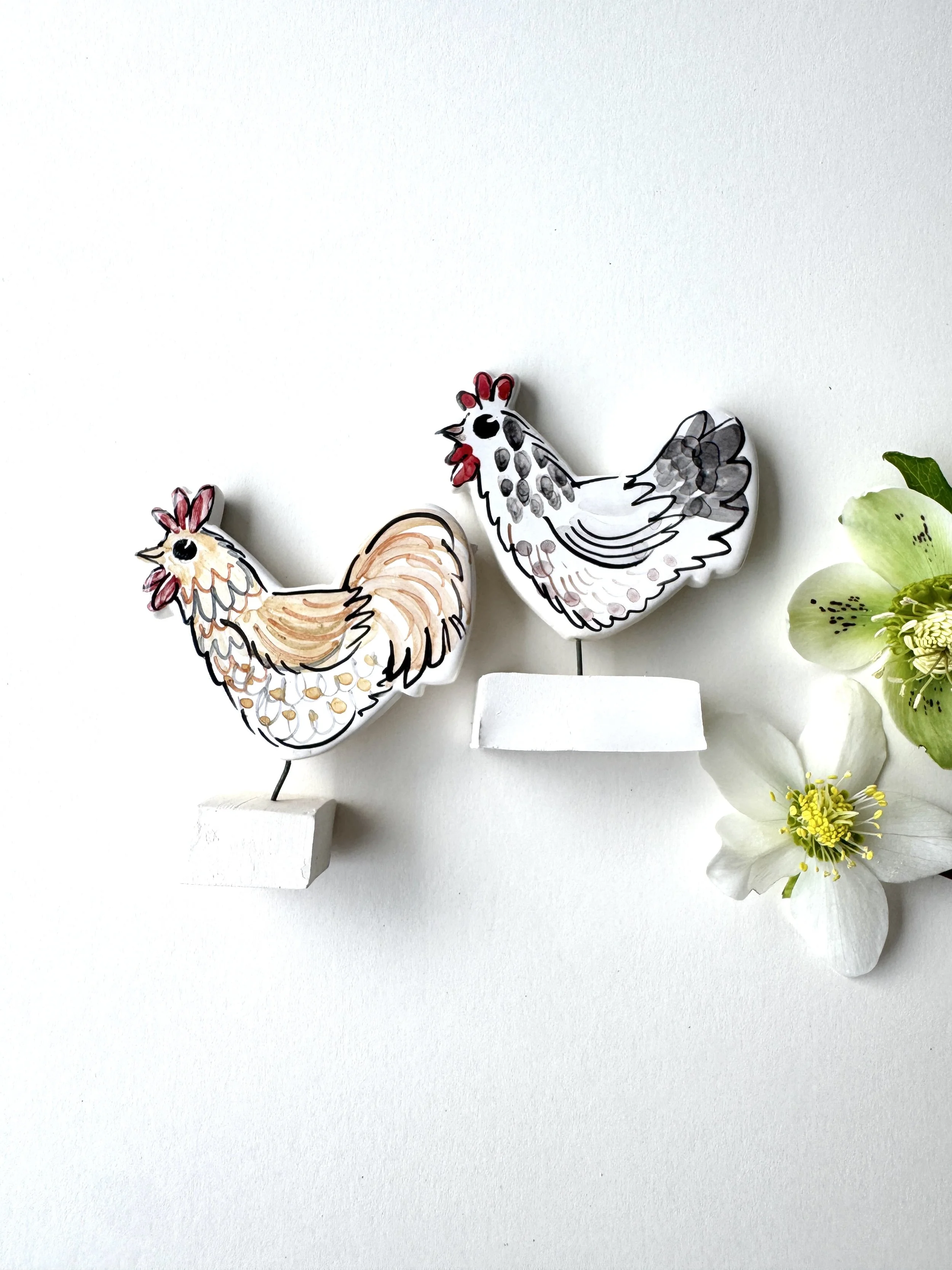 Chicken ceramic ornament