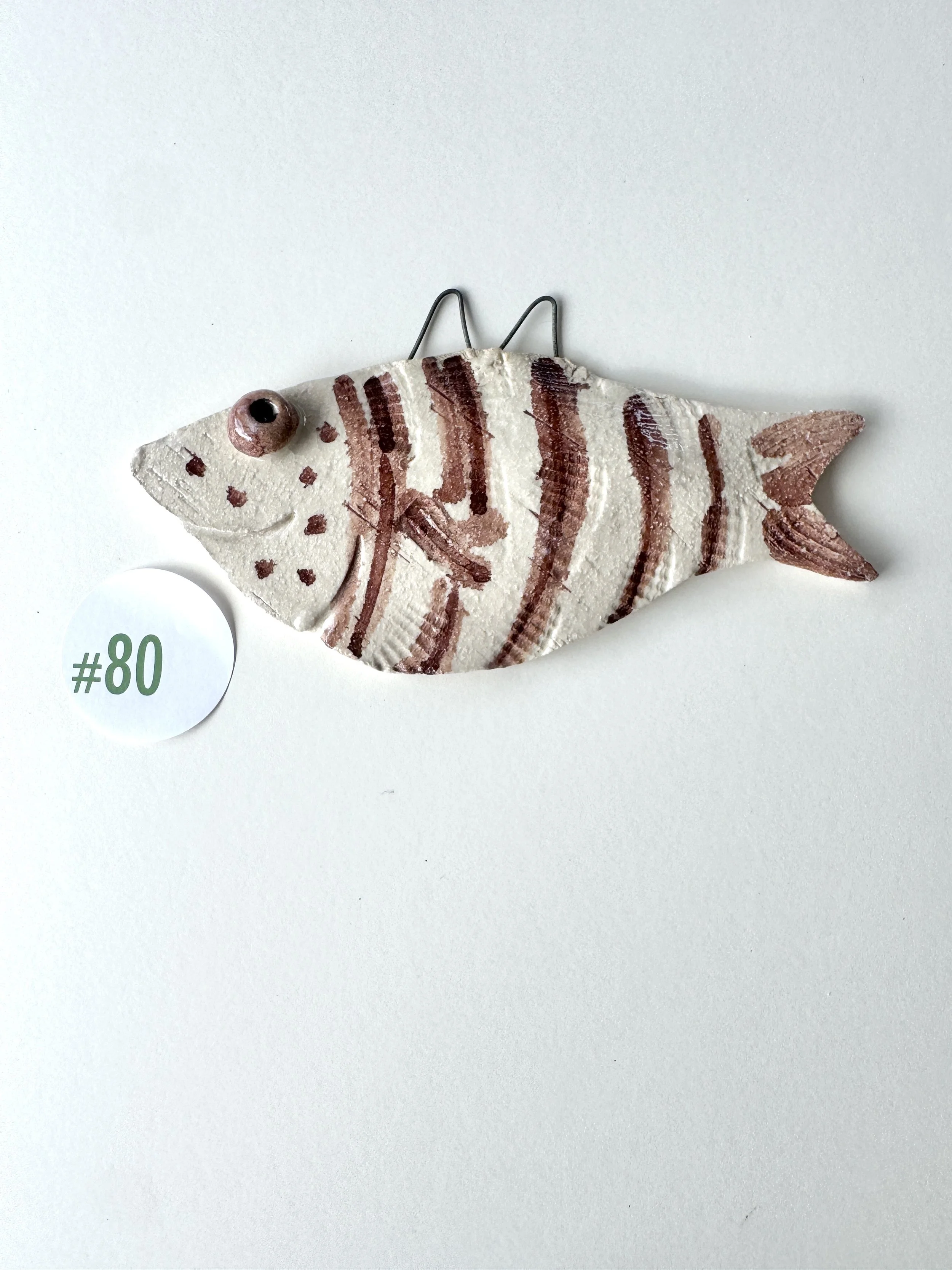 Fish stoneware ornament #80