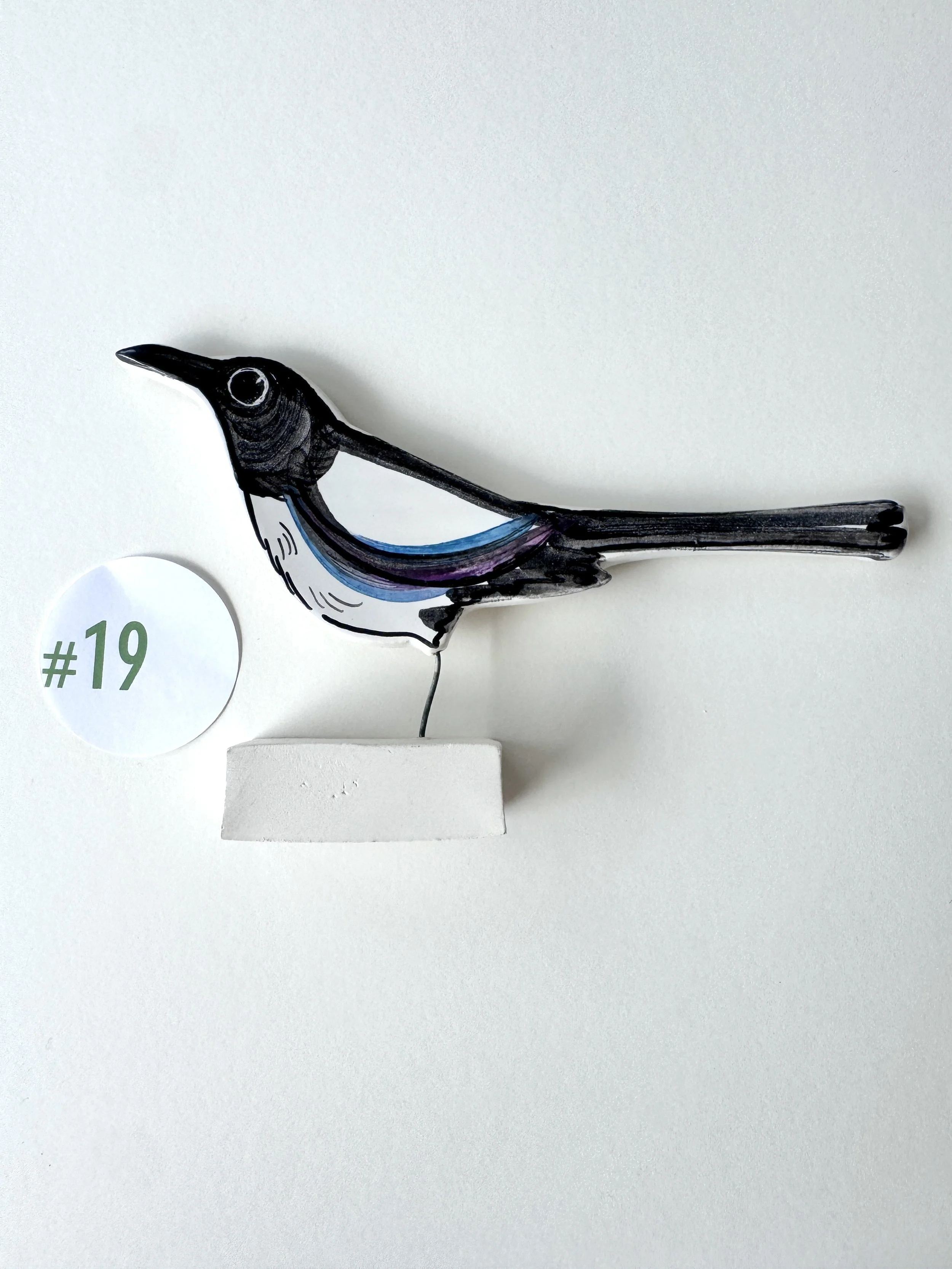 Magpie pottery ornament #19