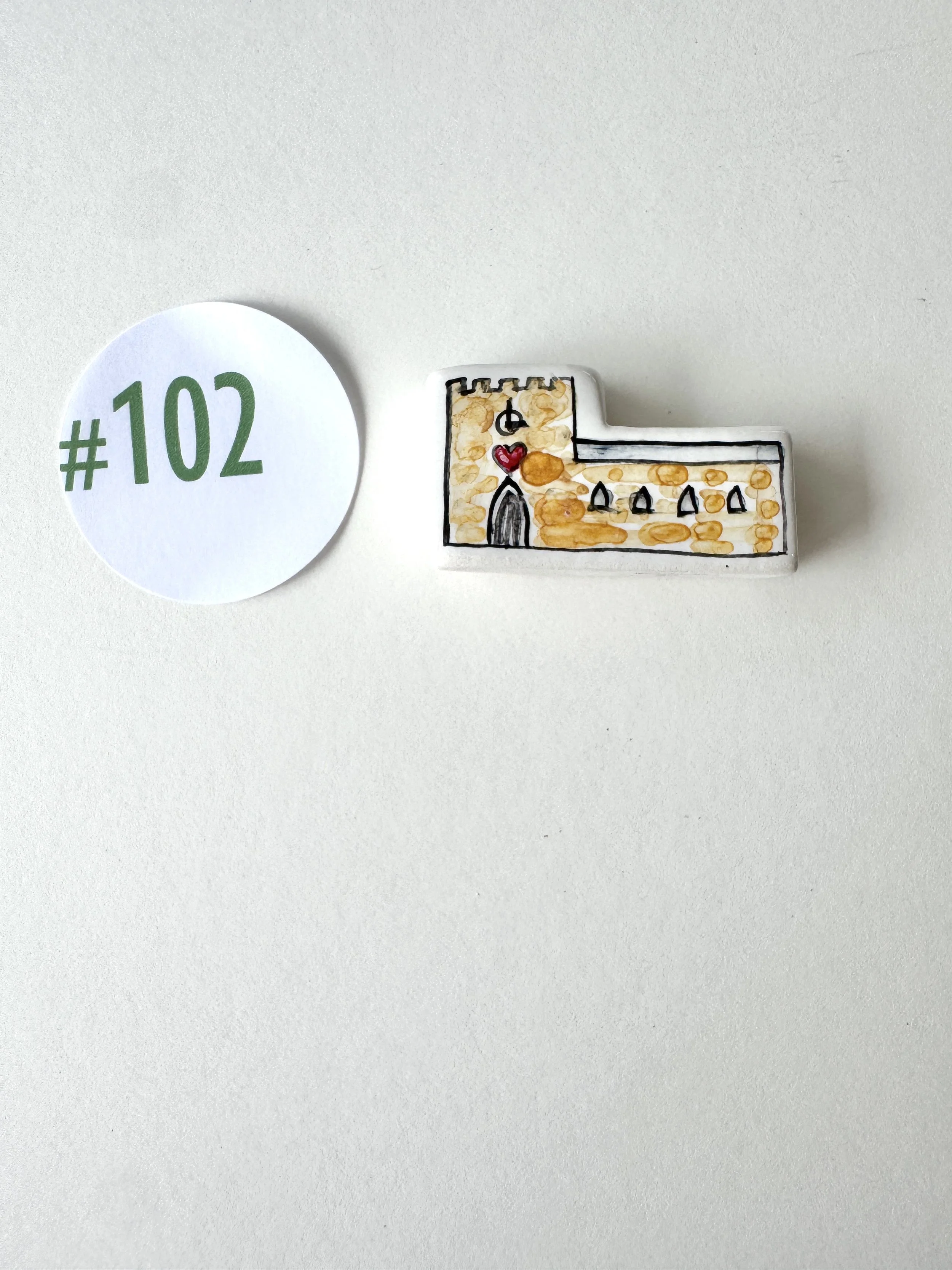 Tiny Church Heart ornament #102