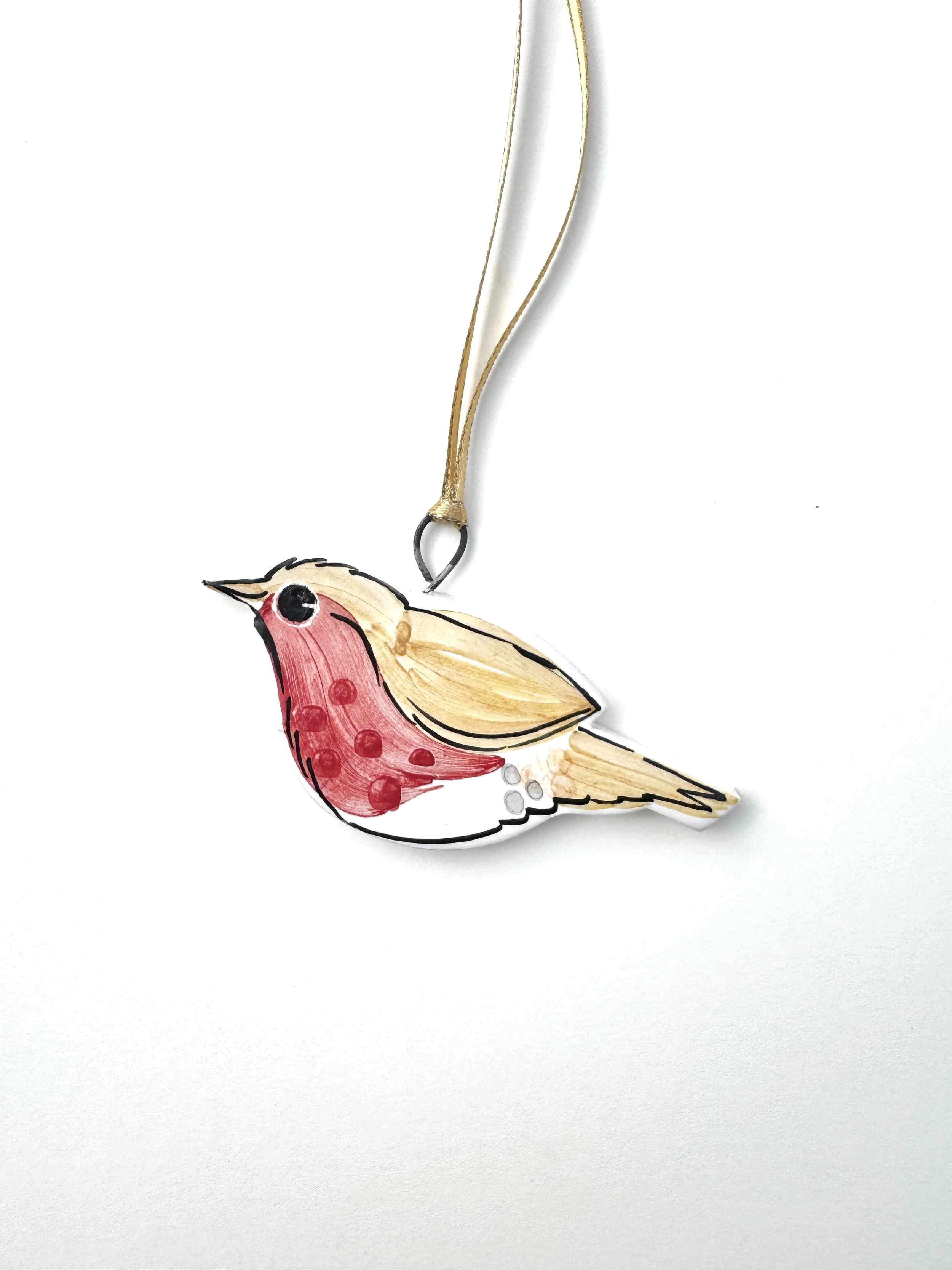 Robin pottery hanging ornament