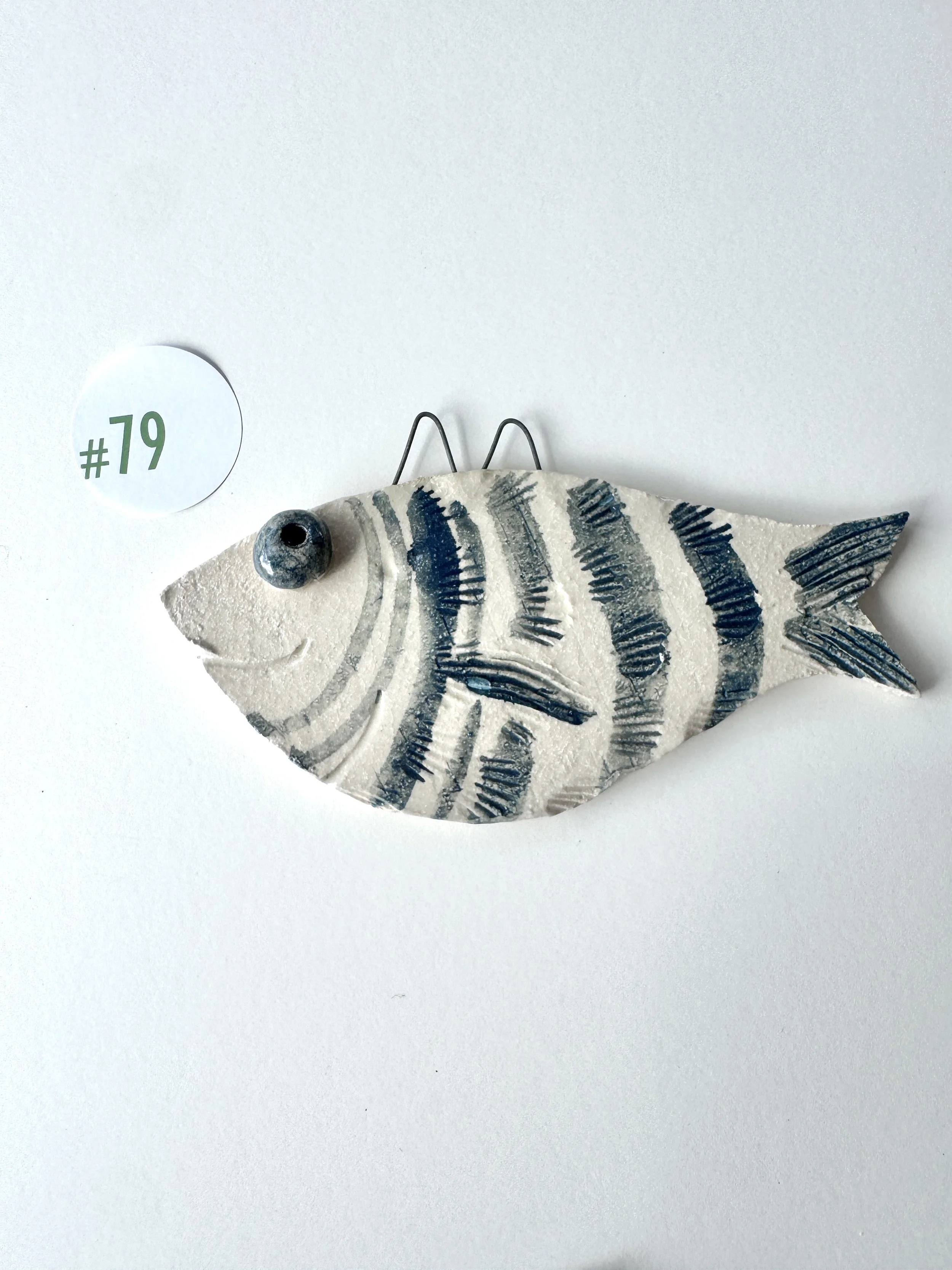 Fish stoneware ornament #79