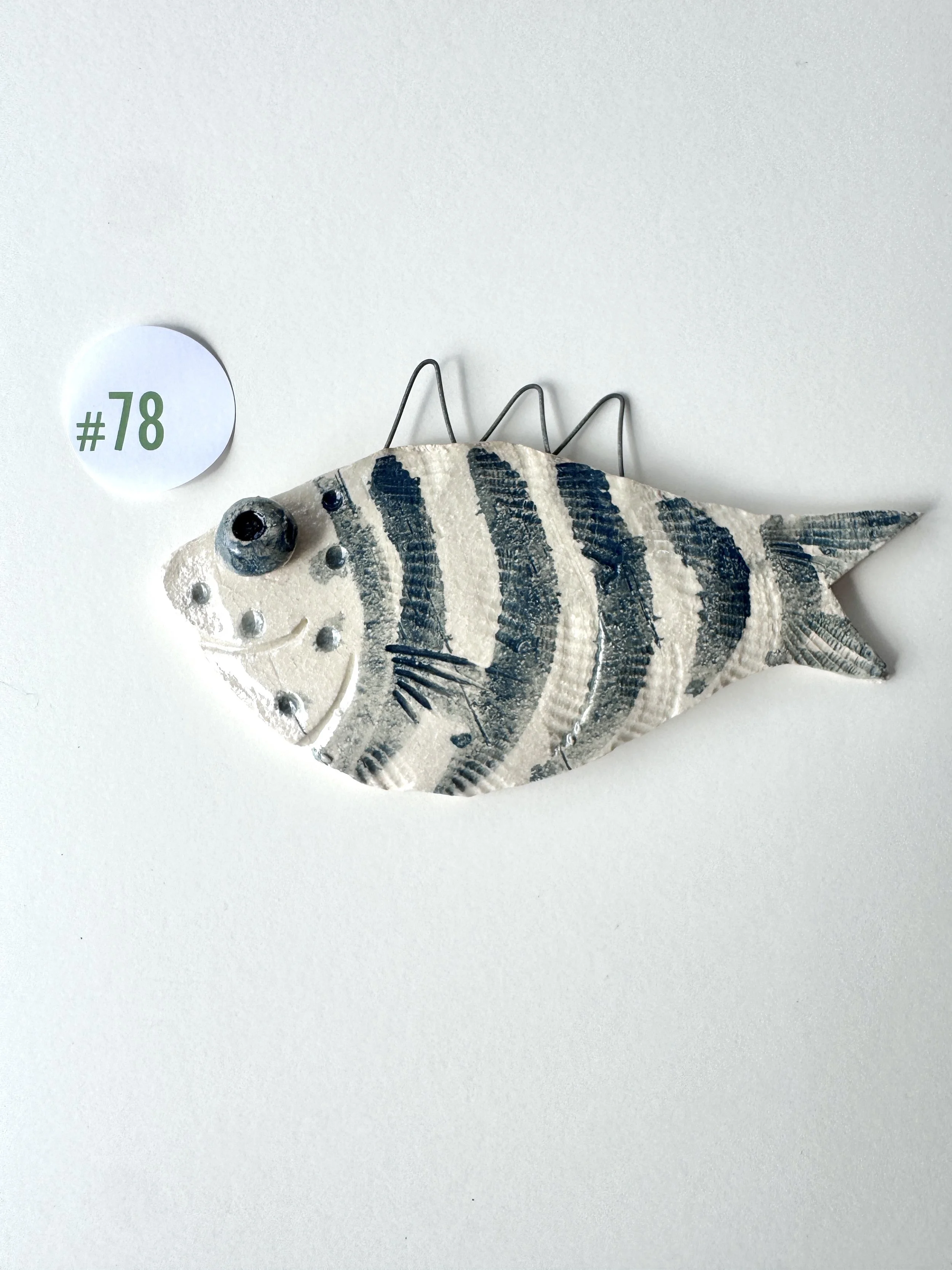 Fish stoneware ornament #78