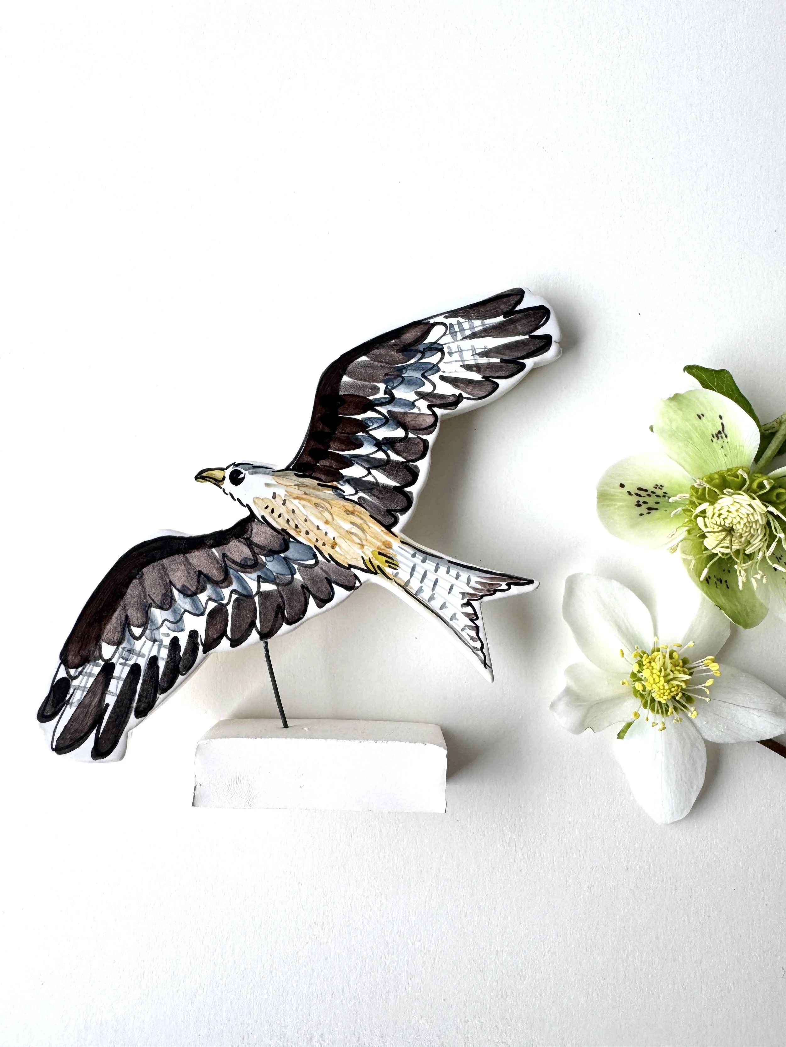 Red kite pottery ornament