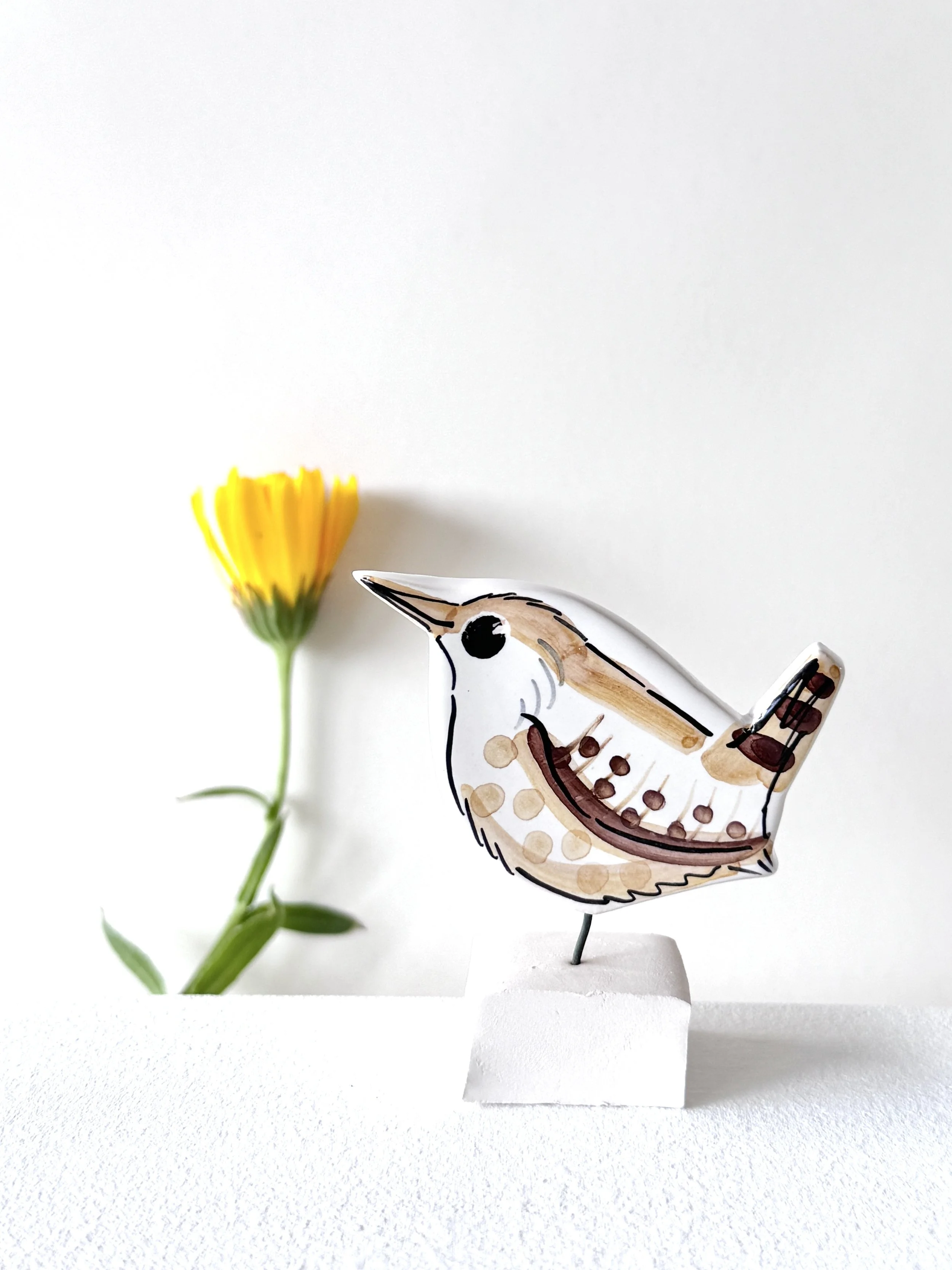 Wren pottery ornament