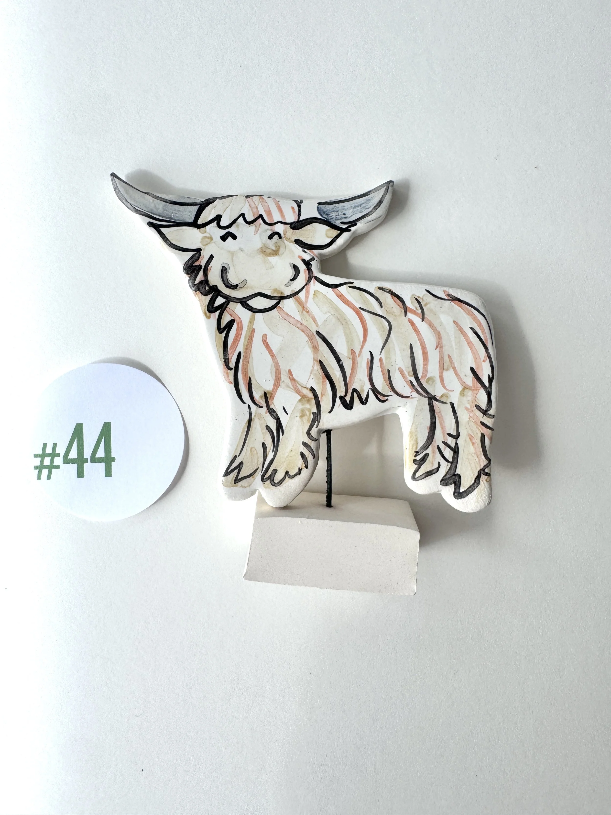 Highland Cow pottery ornament #44