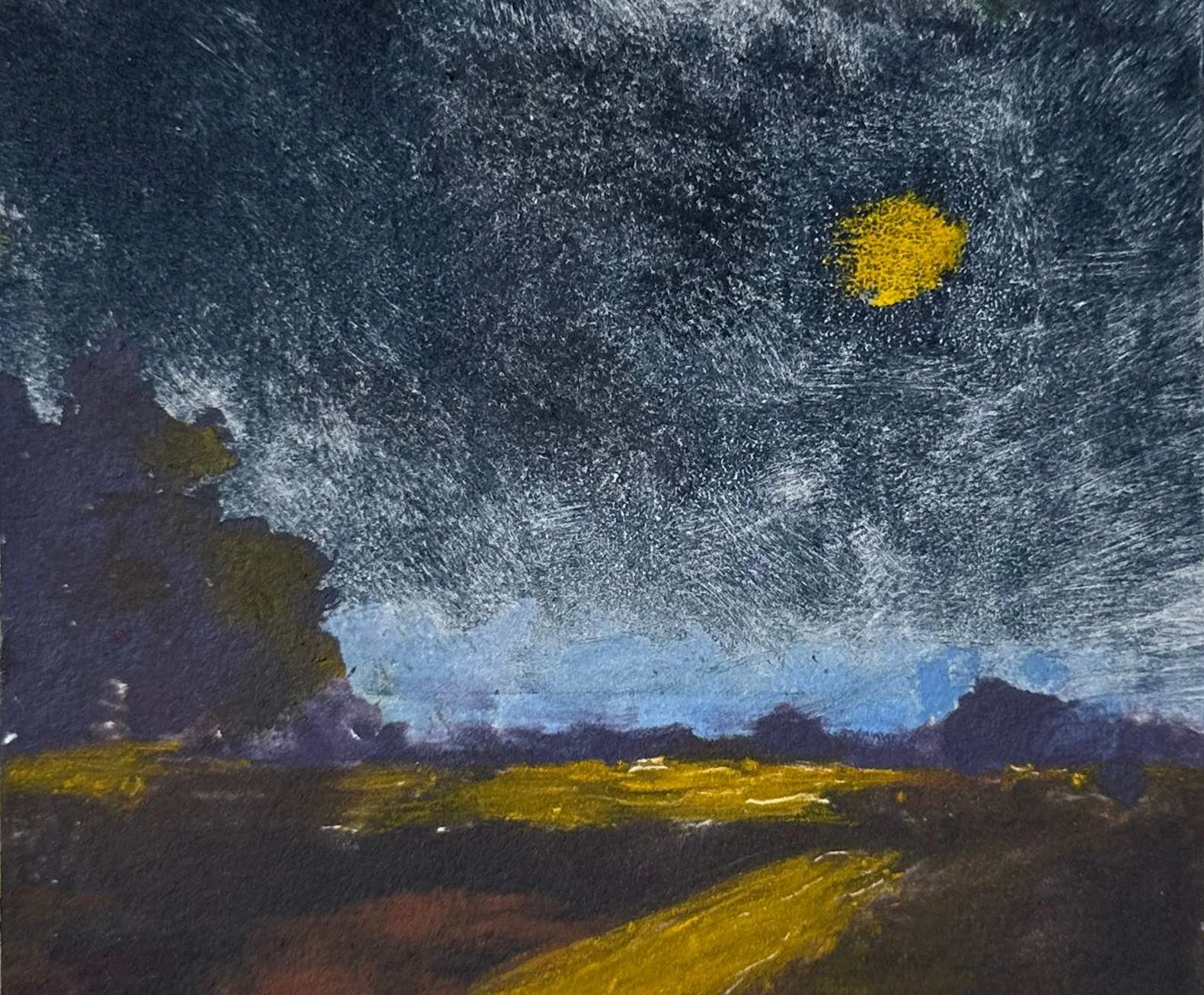 October Fields,  monoprint, 4.25 x 5 in.