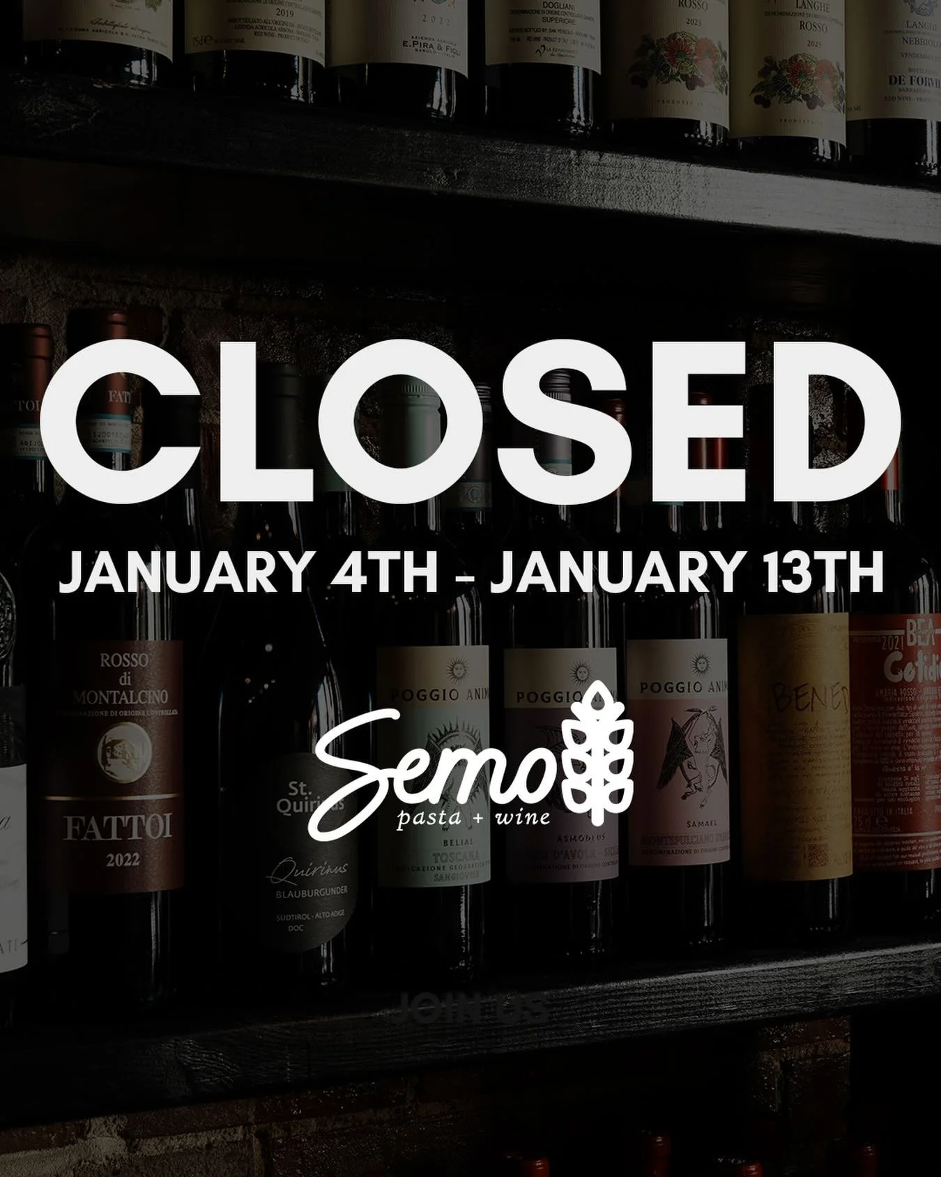 Winter Break Here We Come! 
We are closed January 4th - January 13th. 

Make sure to reserve your table via google for our return, we&rsquo;ll see you soon!