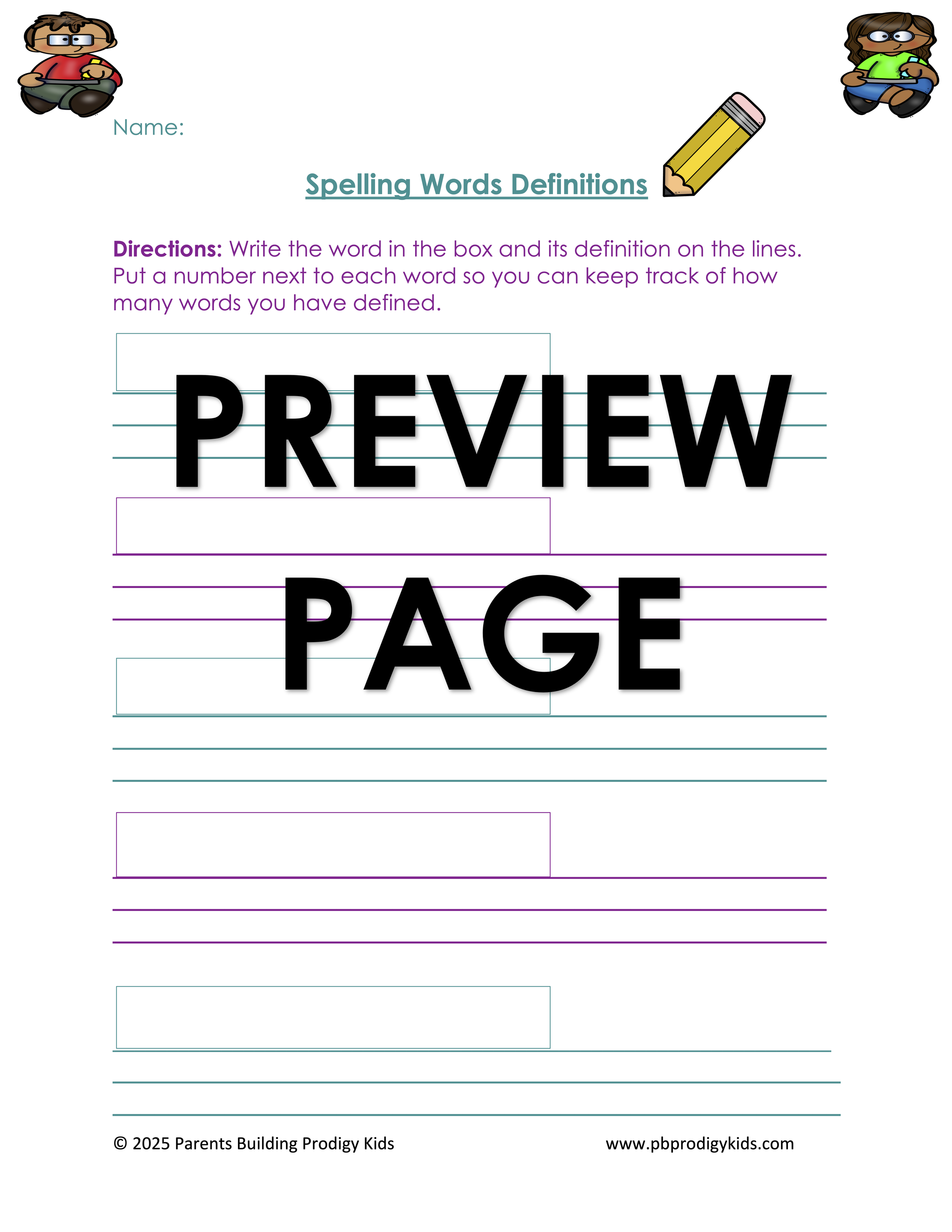 Microsoft Word - PBPK- Spelling Words Definitions Sheet Preview 2.png