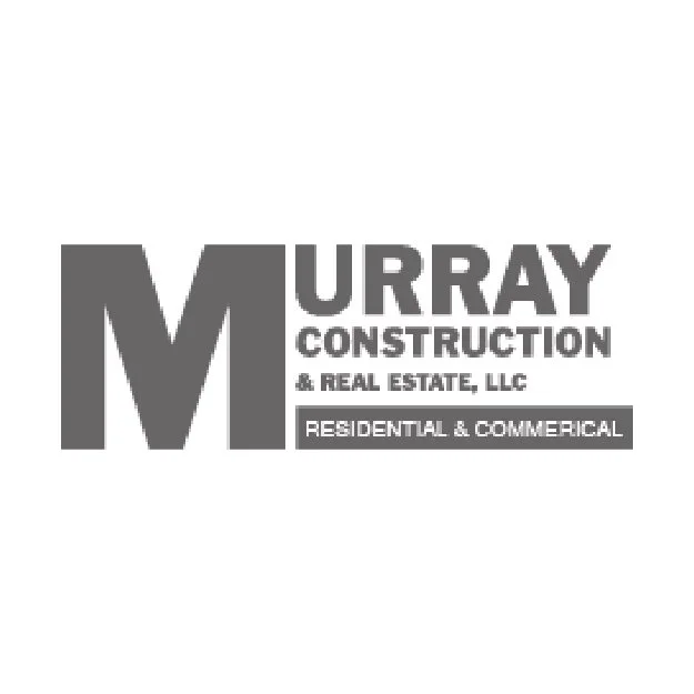 Logo for Murray Construction & Real Estate, LLC, featuring a large letter 'M' with the company name and services for residential and commercial projects.