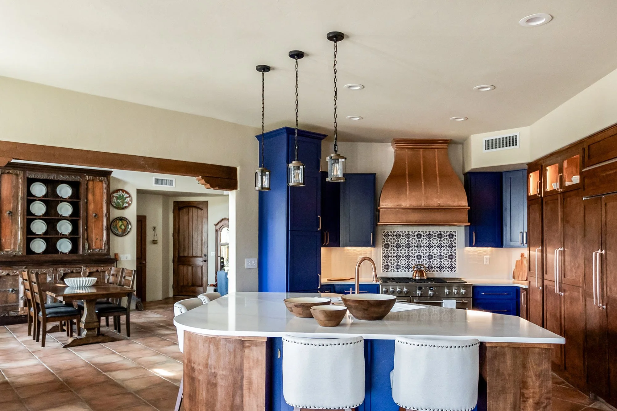Cobalt and Copper Kitchen: Balancing Beauty, Function &amp; Family  |  Custom Kitchen Remodel in Tucson, Arizona