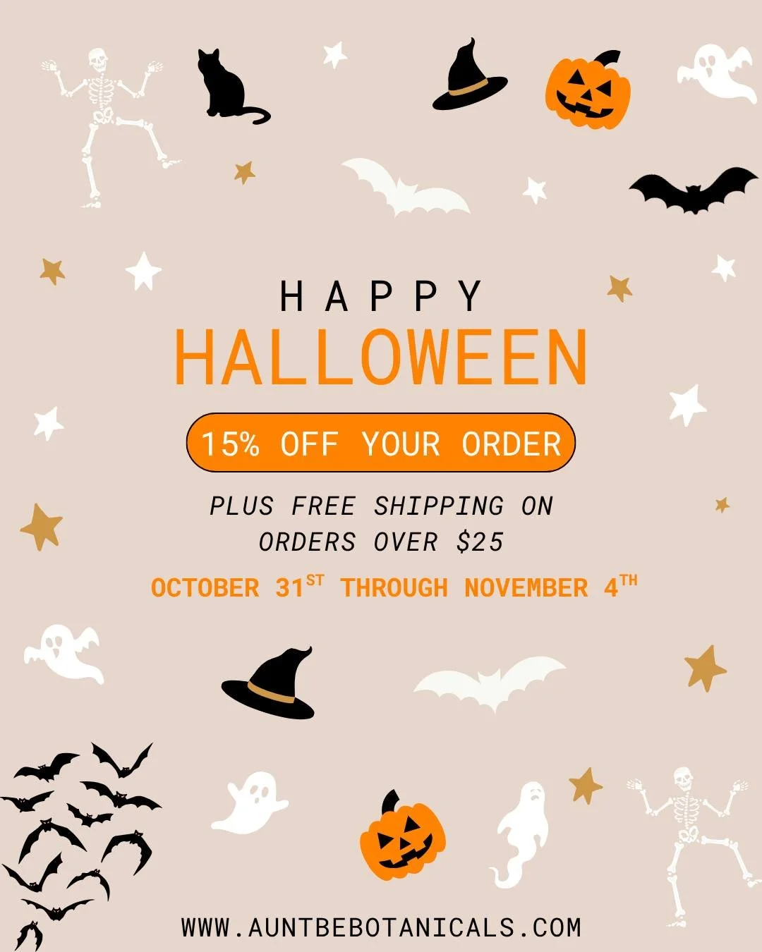 Witch, please! It&rsquo;s time to treat your skin, not trick it. 💀

🧙&zwj;♀️ 15% OFF your entire purchase and FREE shipping on orders $25+
🕸️ Sale runs Oct 31 &ndash; Nov 4 only!

Your skin deserves better than haunted dryness so grab your goodies