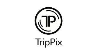 Logo with stylized letters "TP" inside a circle above the text "TripPix."