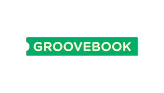 GrooveBook logo on a green background.