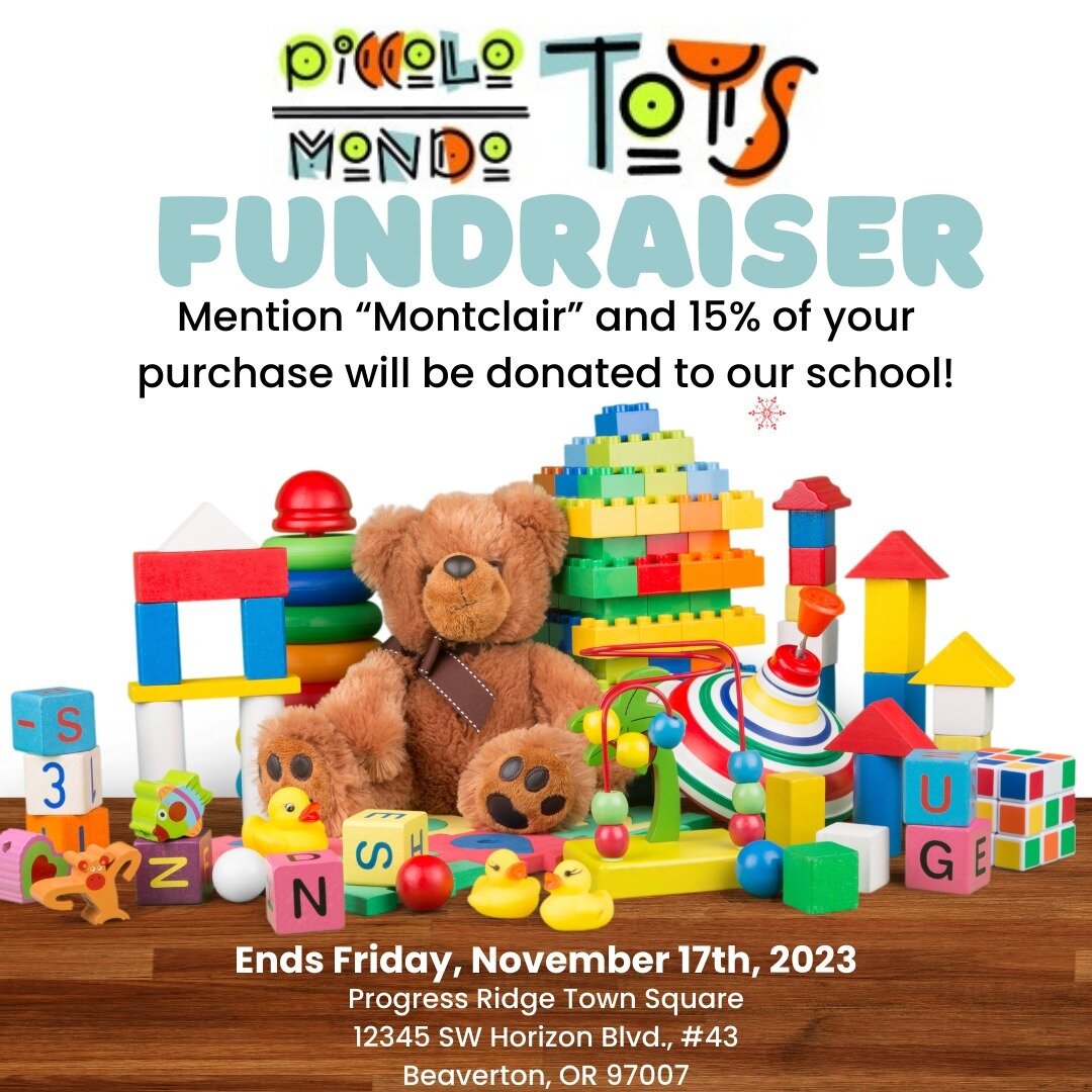 Support Montclair this week by shopping at @piccolomondotoys Progress Ridge! Mention Montclair and 15% of your purchase comes back to support our school. Go Hawks!