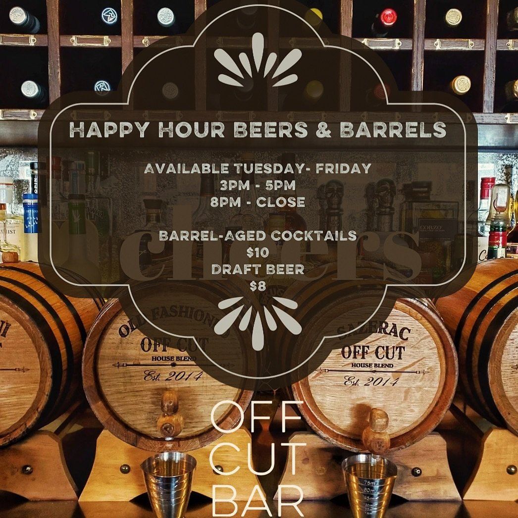 How happy are you *really* if you haven&rsquo;t been to @offcutbar&rsquo;s Happy Hour lately?

In case you didn&rsquo;t know, Happy Hour is back - only at @thenashyyc&rsquo;s own Off Cut Bar!

Available weekdays from Tuesday - Friday, 3:00 - 5:00pm &