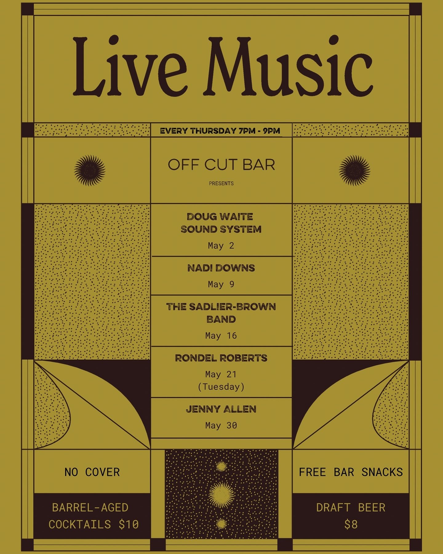 New live music for May! This month&rsquo;s @offcutbar live music roster runs the gamut of styles - so you&rsquo;re guaranteed to find something you love, or discover even more of Calgary&rsquo;s incredible musical talent!

Catch @dugwaite this week, 