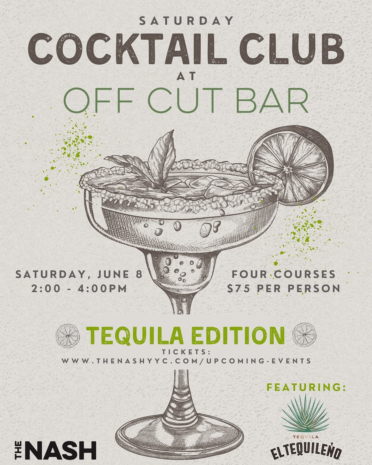 Our first ever Saturday Cocktail Club @offcutbar was an ENORMOUS success, so get ready for round two!

Saturday, June 8th we team up with @el_tequileno for the Saturday Cocktail Club tequila edition! 🍋&zwj;🟩 

Four creative tequila cocktails curate