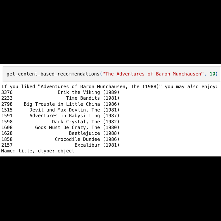 The item-item recommender based on genre and decade