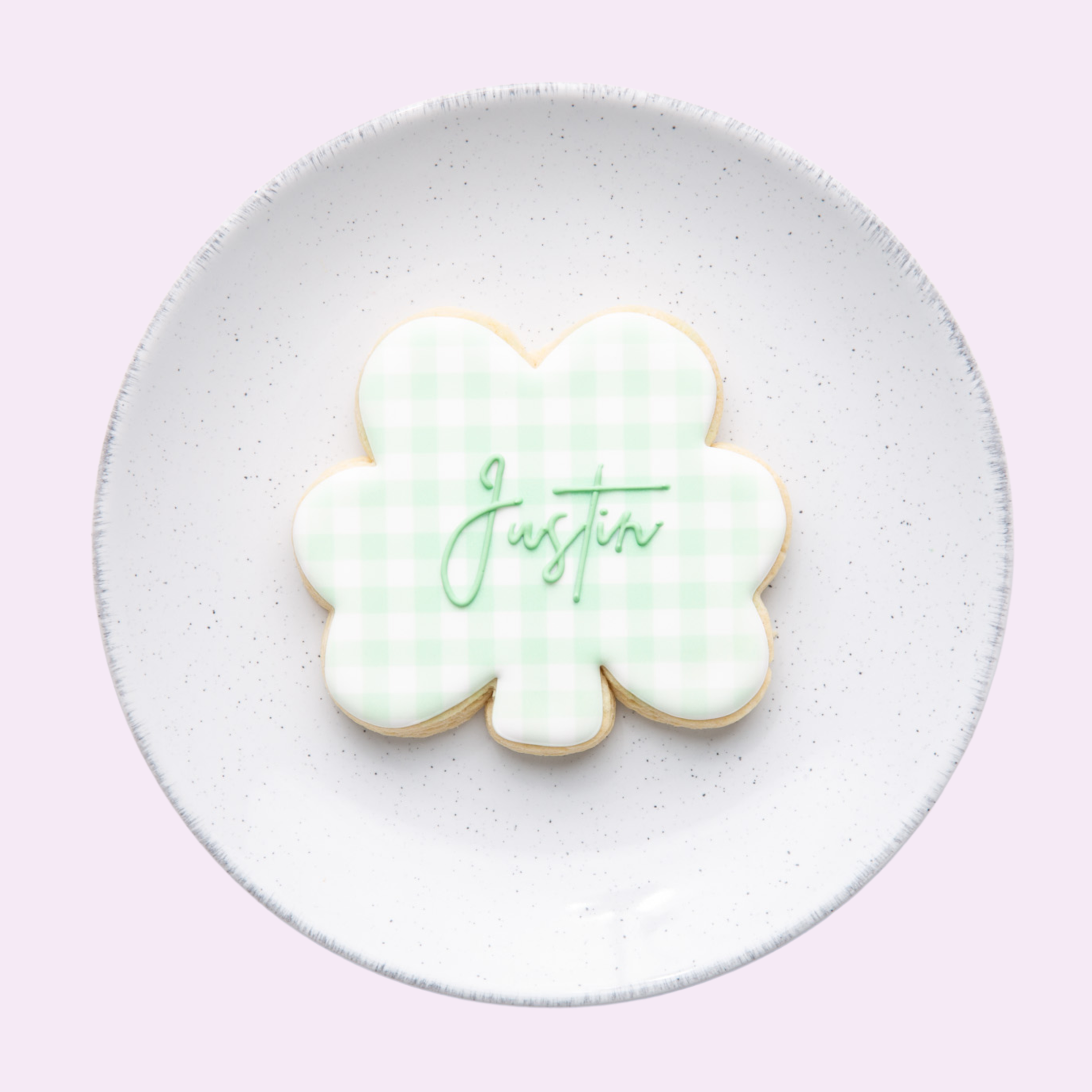 Large Hand-Piped Name Clover Cookie