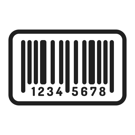 Black and white barcode with the numbers 1234 5678 beneath it.