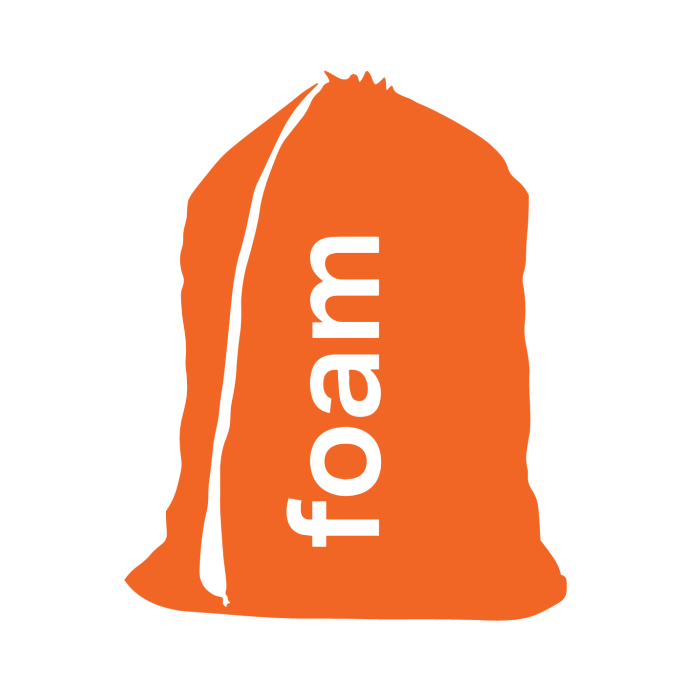 Orange money bag with the words '$ for amo' printed on it.