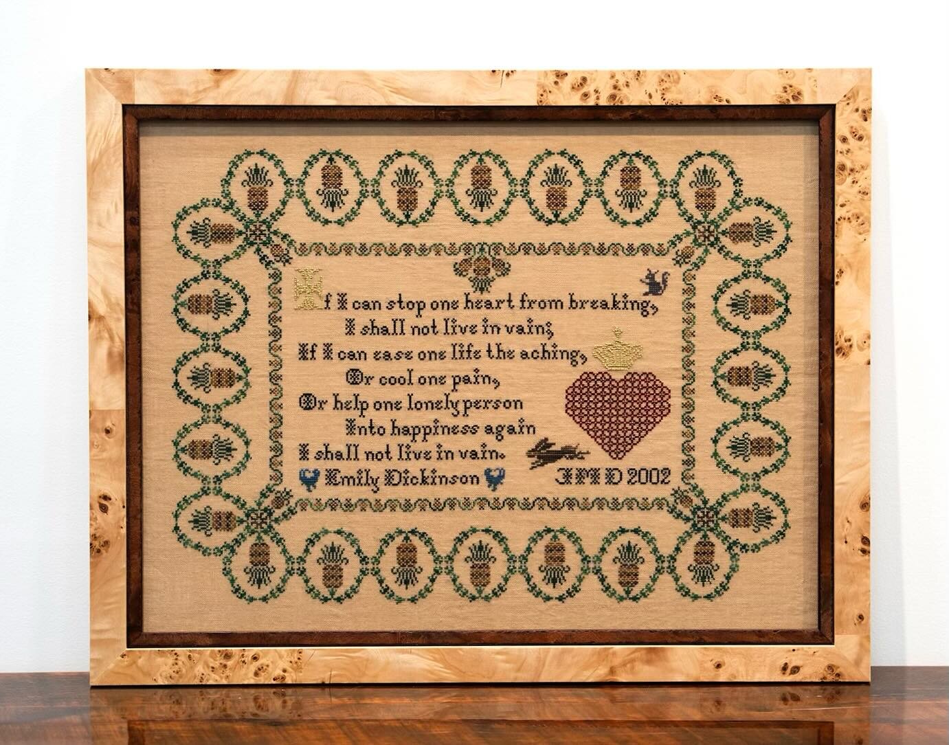 A lovely quote, and a beautiful frame to go with it! 

The client brought this cross stitch piece in to be framed as a special anniversary present 💝 
Our designer @scottwmsimmons used a gorgeous blonde burl frame and cherry fillet combination to bea