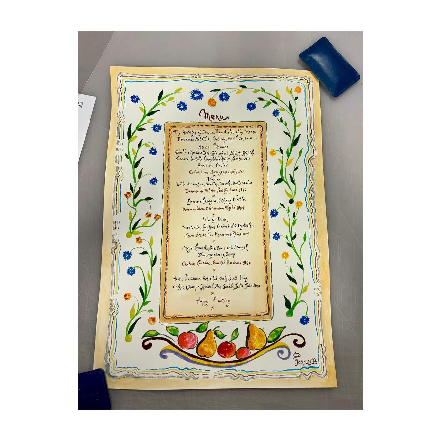 Before ➡️ After

A feast for the eyes and the stomach! 🍐🍎🫐🌼

We were delighted to frame this hand painted watercolor menu by Chef Jacques P&eacute;pin for @pvdartclub&rsquo;s upcoming event with the @jacquespepinfoundation! They will be hosting a