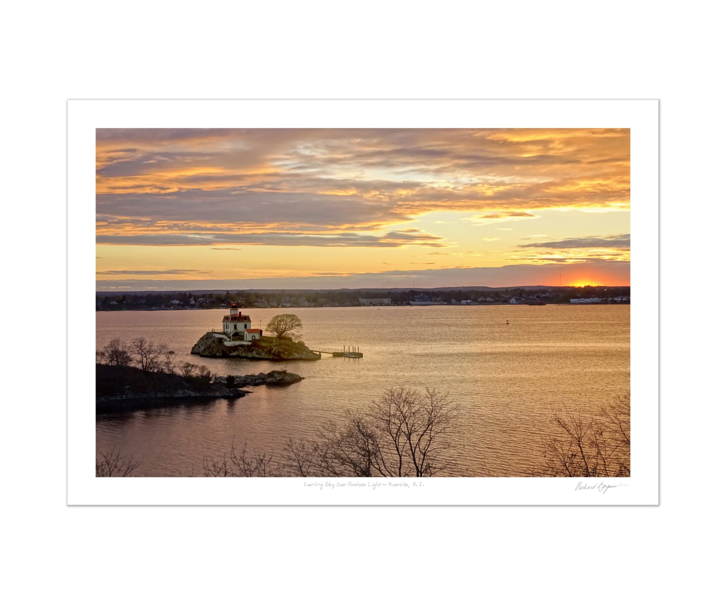 Richard Benjamin, "Evening Sky Over Pomham Light - Riverside, RI"