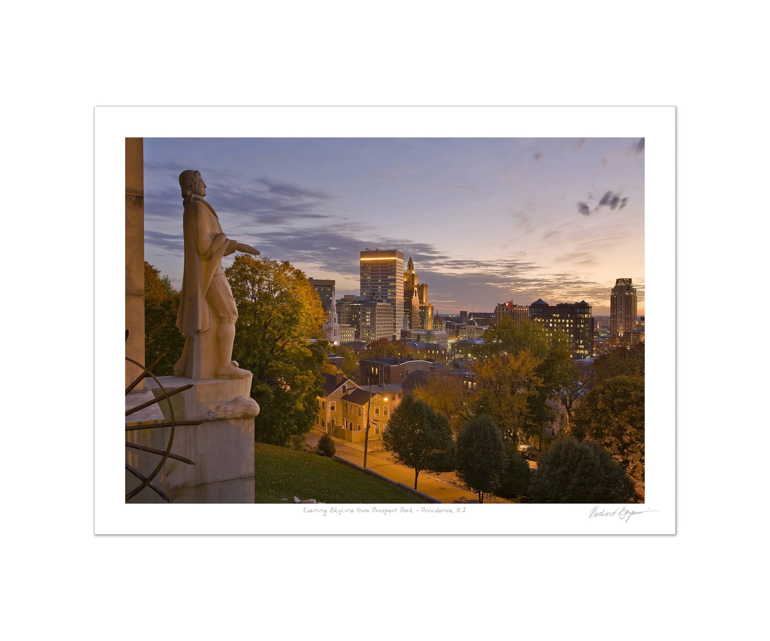 Richard Benjamin, "Evening Skyline from Prospect Park - Providence, RI"