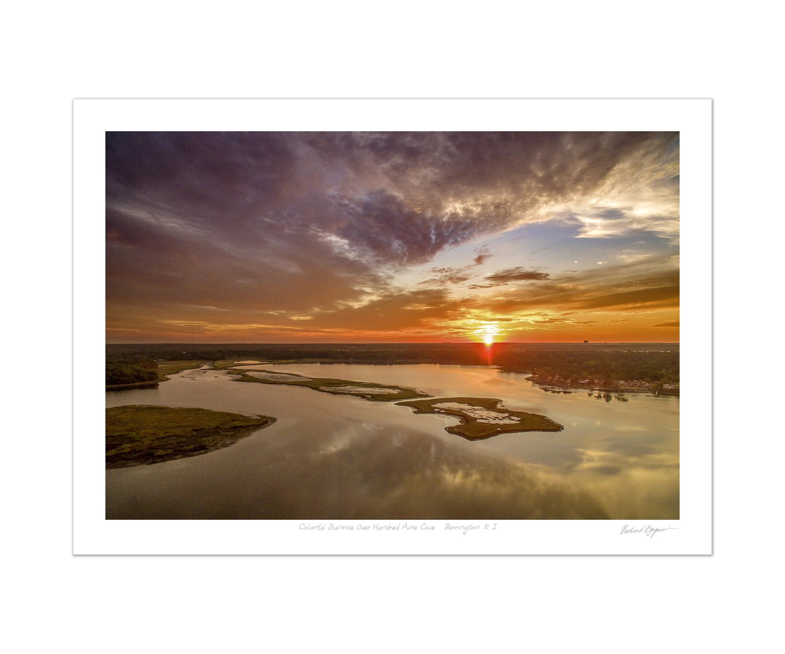 Richard Benjamin, "Colorful Sunrise Over Hundred Acre Cove - Barrington, RI"