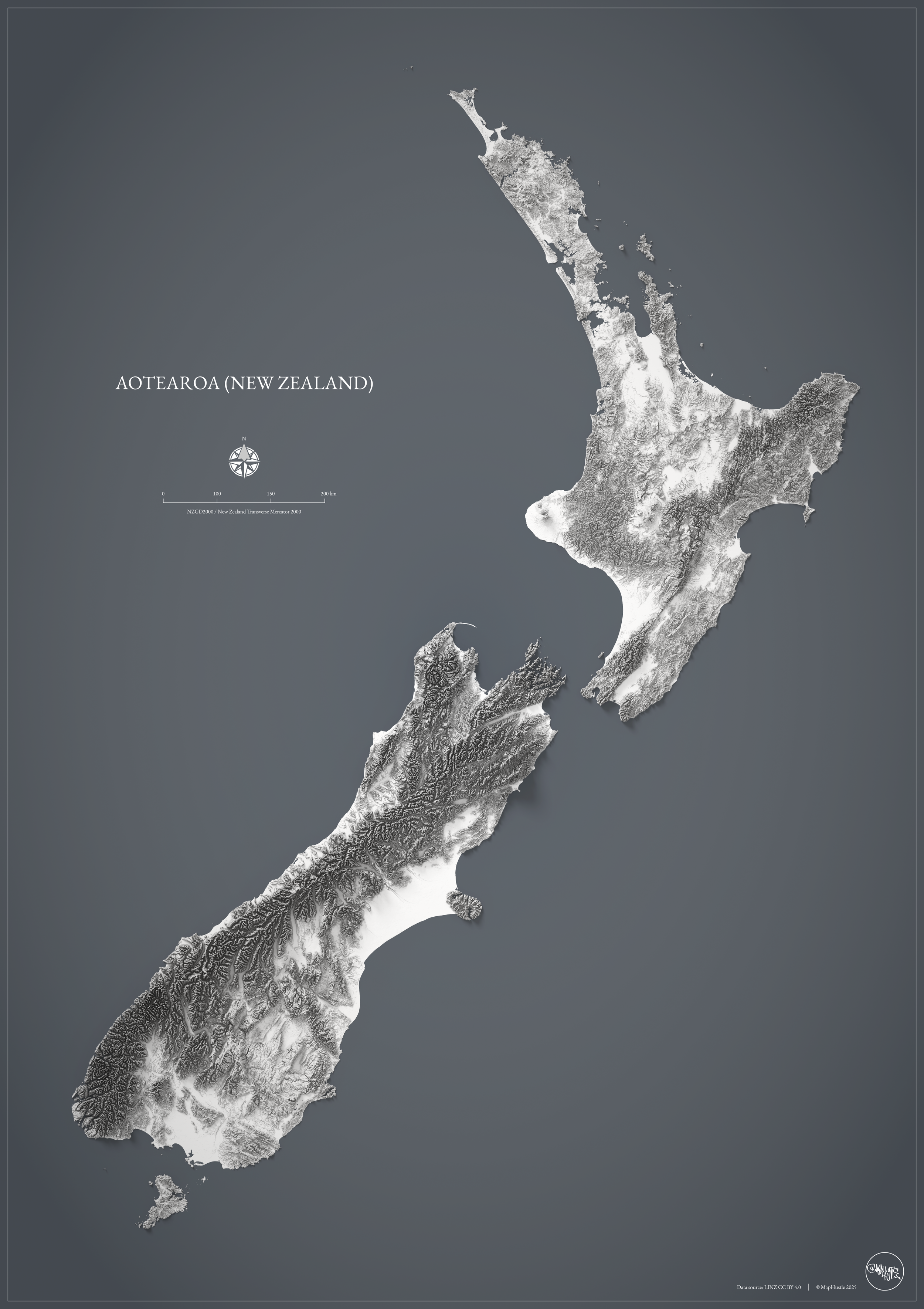 Relief Shading of New Zealand