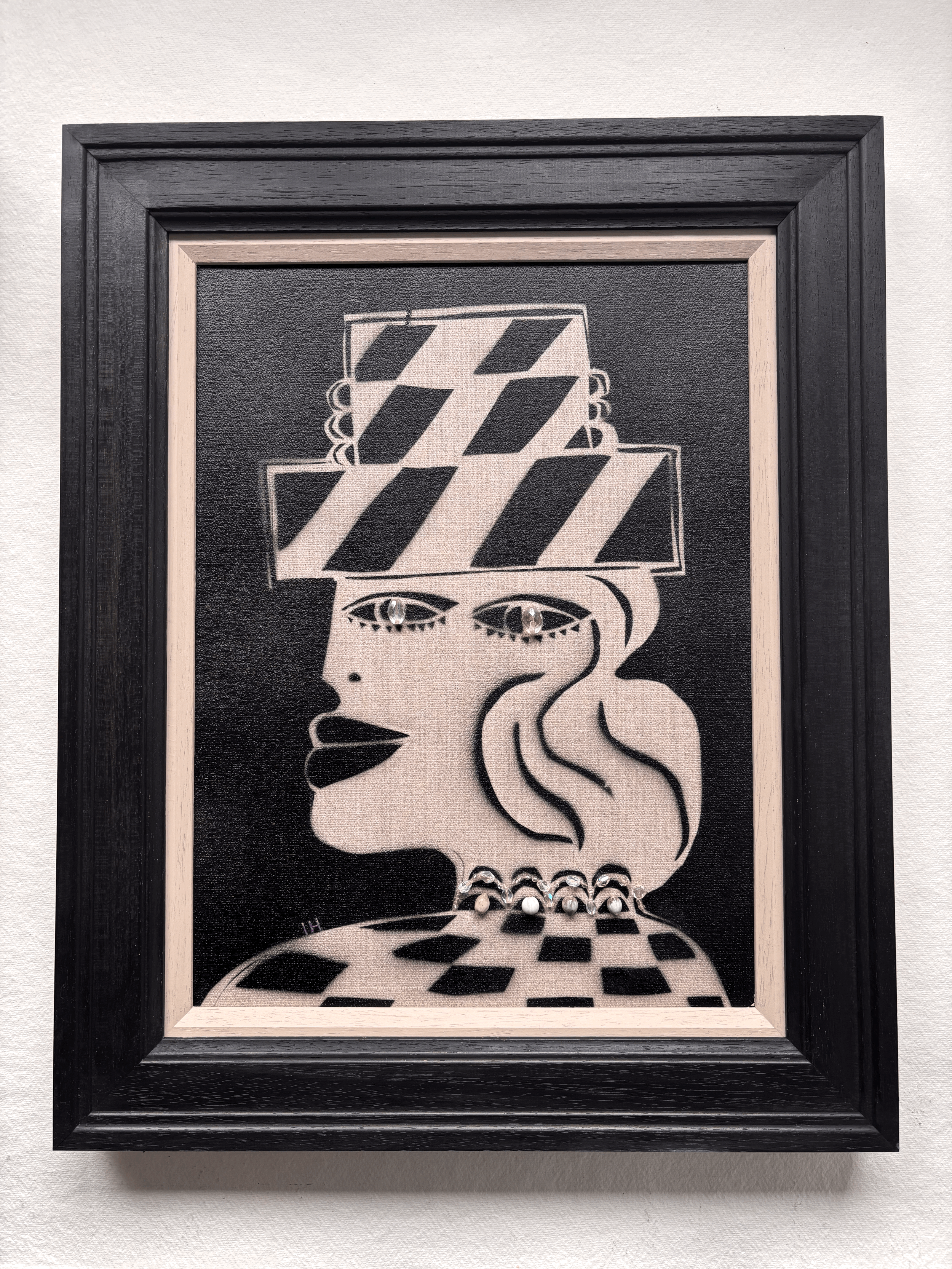 STRIPED HAT mixed media