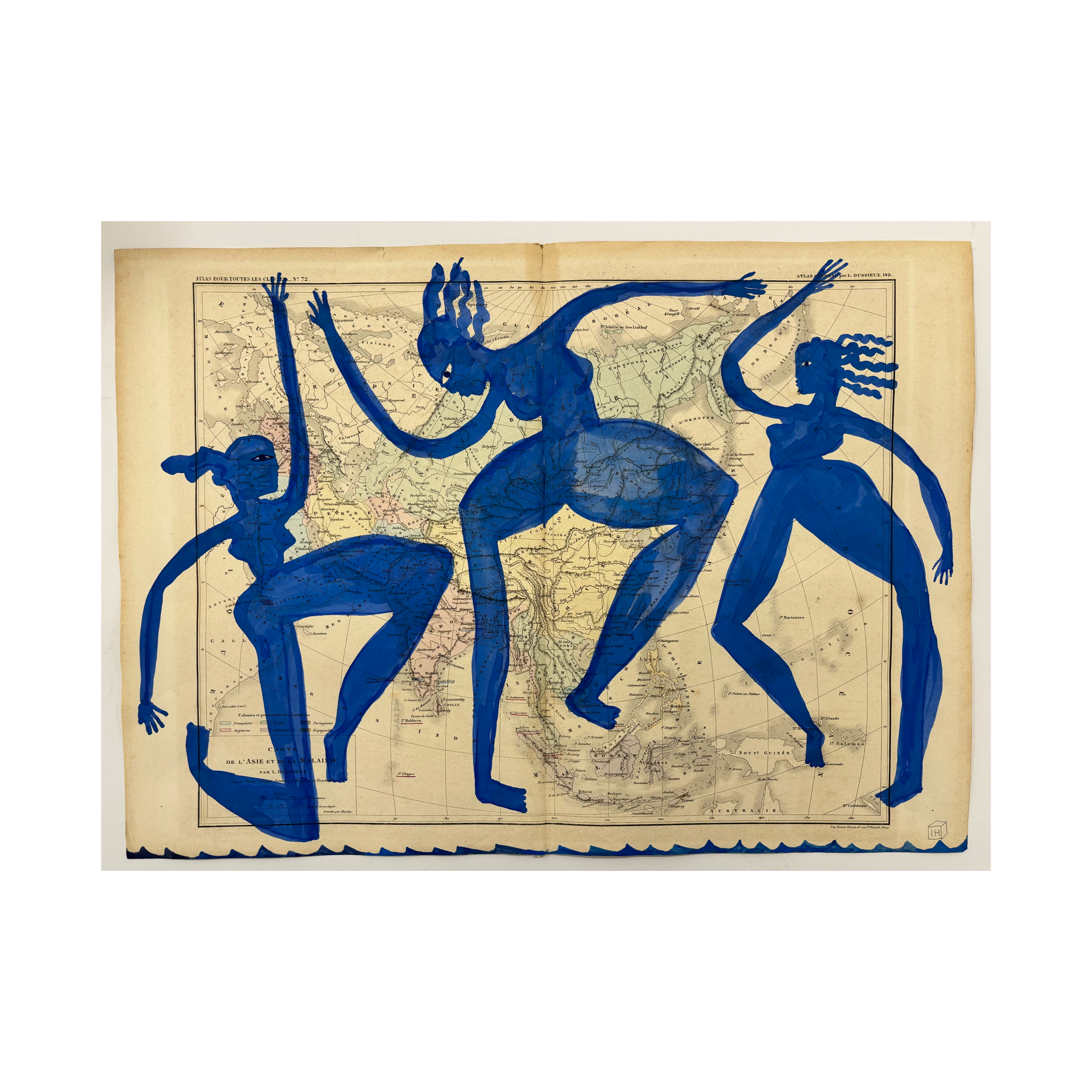 3 BLUE DANCERS  Asia map sold