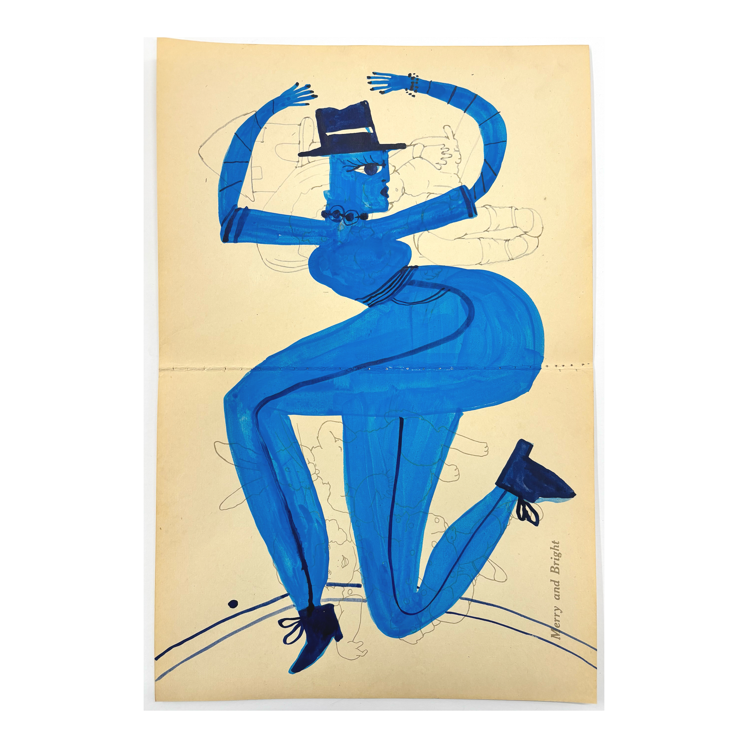 BLUE DANCER WITH HAT "Merry and bright"