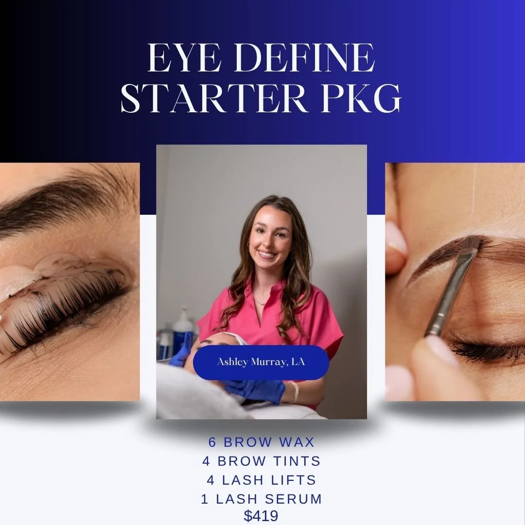 ✨ Eye Define Starter Package ✨
Lift, tint, and shape your way to effortless beauty!
Includes: Brow Wax &bull; Lash Lift &bull; Lash Tint
Your eyes, but better 👁️💫

PLUS, Obagi Lash Serum to keep your lashes full and luscious

📍Book now and let you
