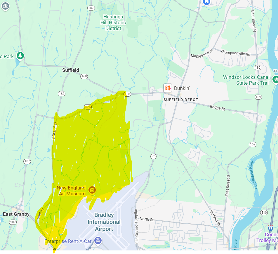 A map showing the area that would have been taken from Suffield as part of the expansion.